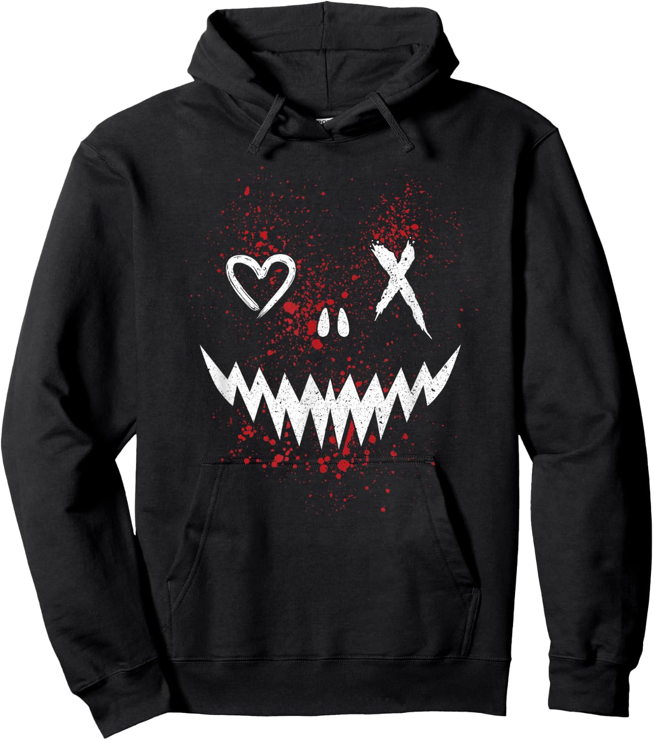 Evil Face | Heart Cross Smile | Satan Demon Hoodie - Hoodie | Black