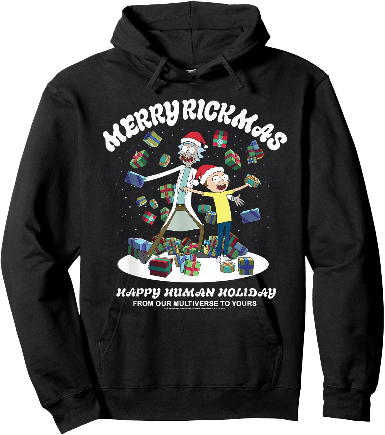 Rick and Morty Christmas Merry Rickmas Dark Hoodie - Hoodie | Black