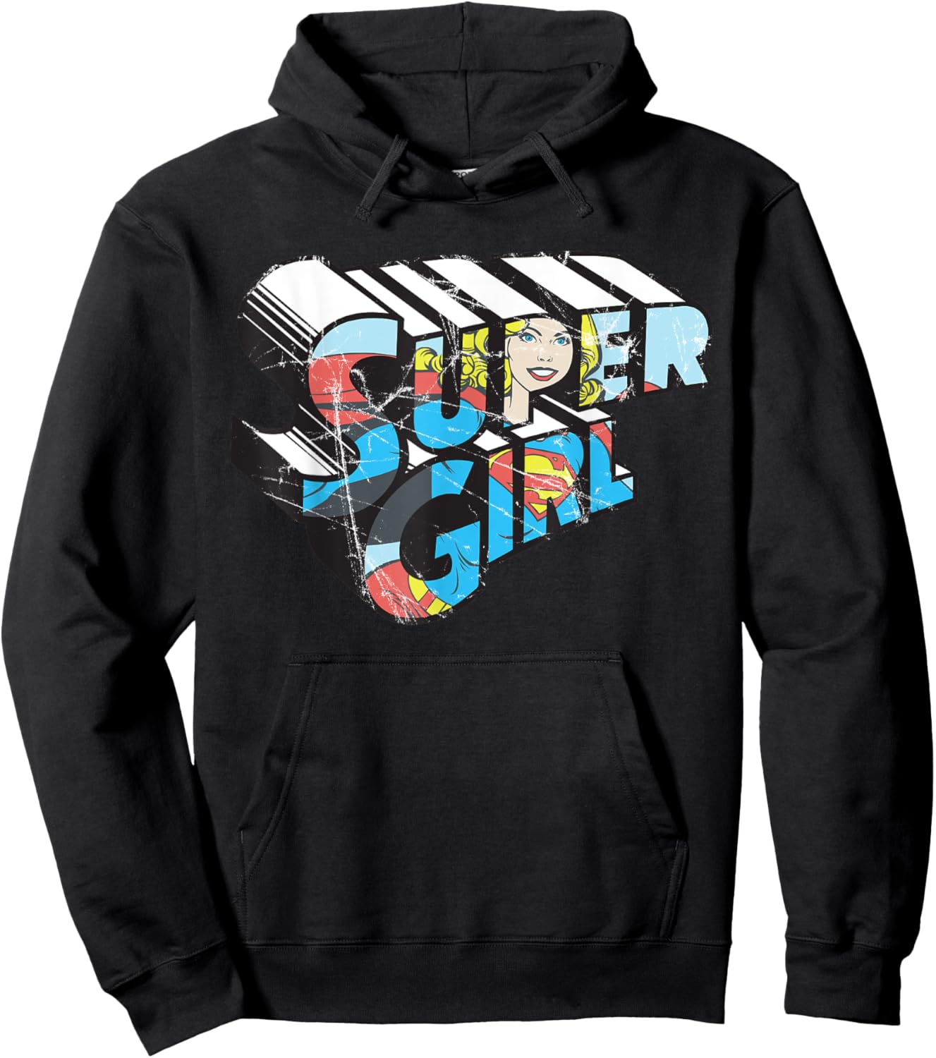 DC Supergirl Logo Character Distressed Hoodie - Hoodie | Black