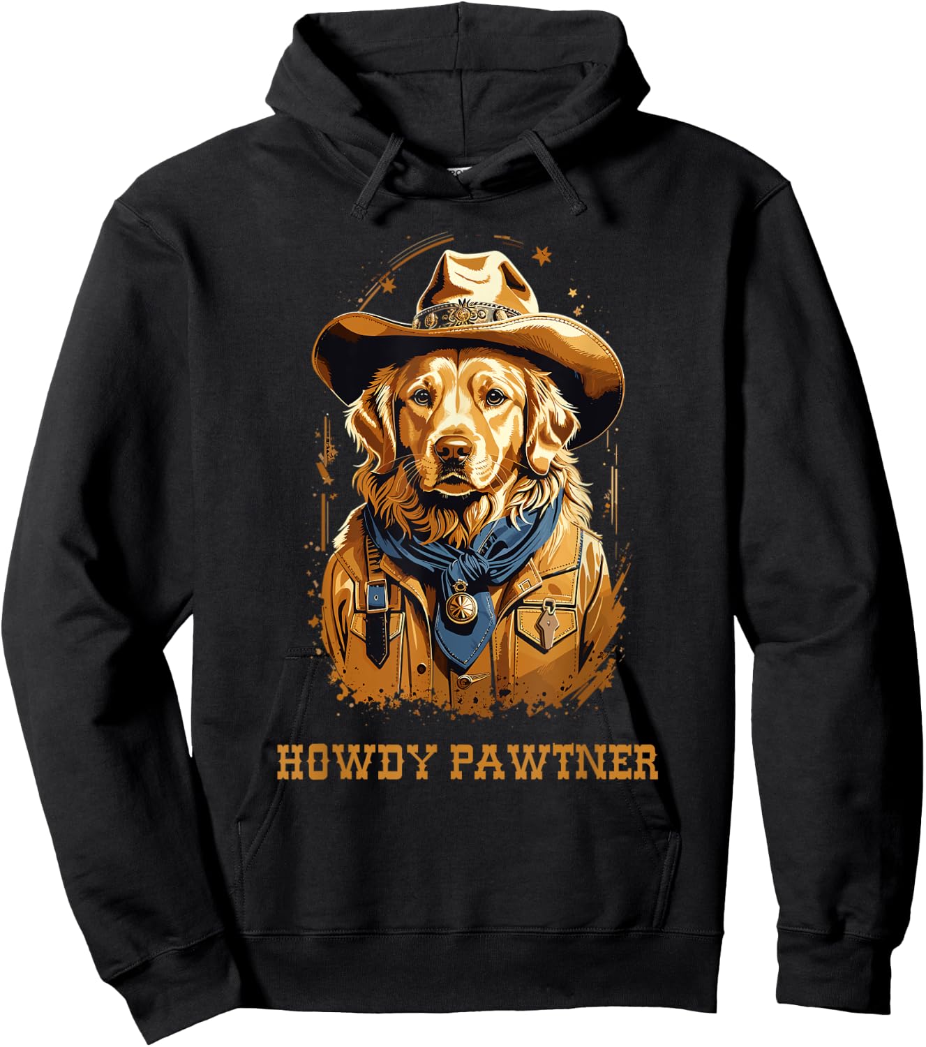 Cute Cowboy Cowgirl Golden Retriever Dog Pun Hoodie - Hoodie | Black