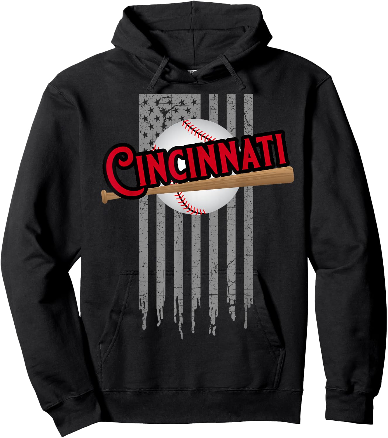 Cincinnati OH USA Flag The Queens Chip City Basic Cincy Hoodie - Hoodie | Black