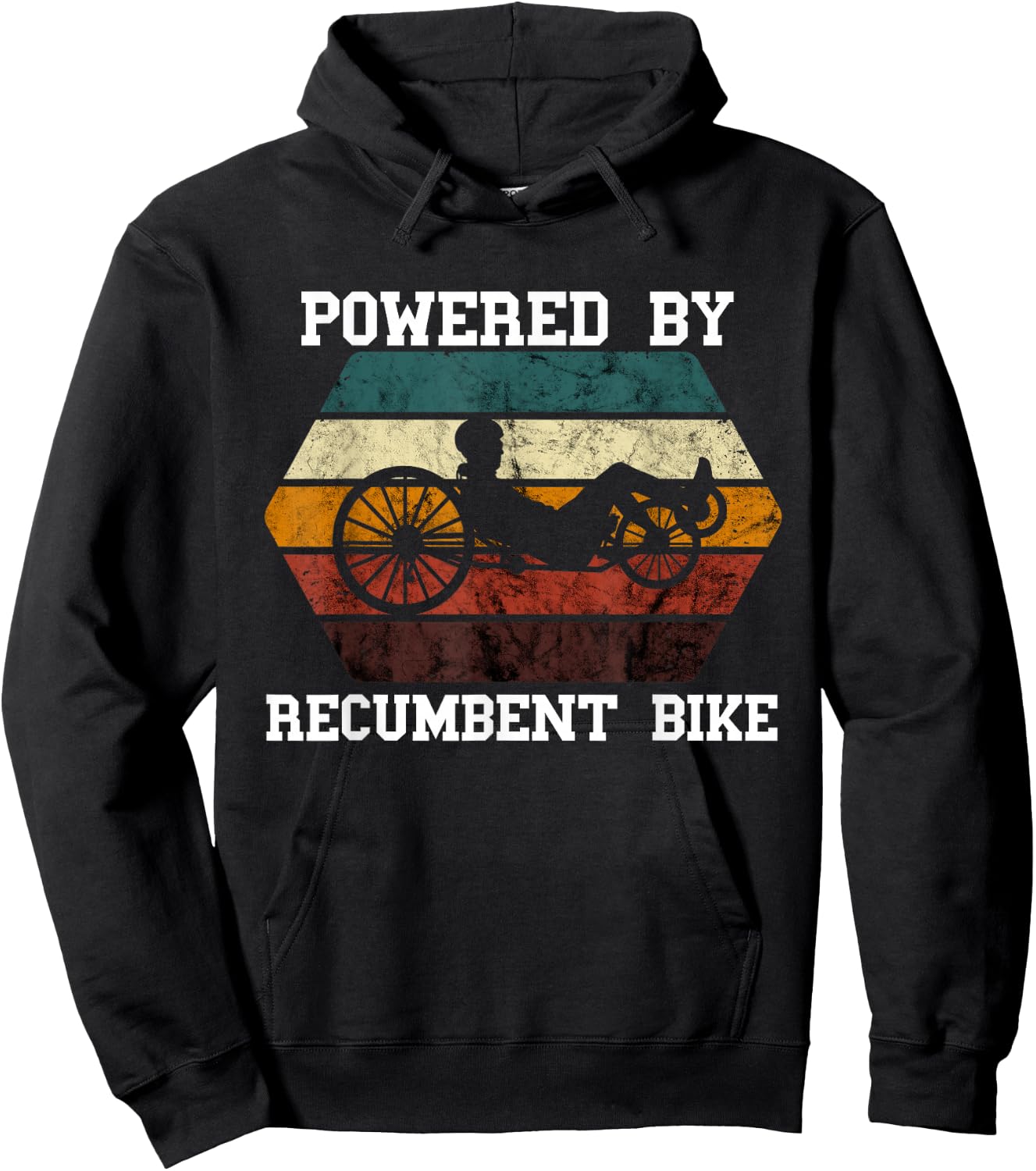 Retro Recumbent Bike Powered By Recumbent Trike Cyclist Hoodie - Hoodie | Black