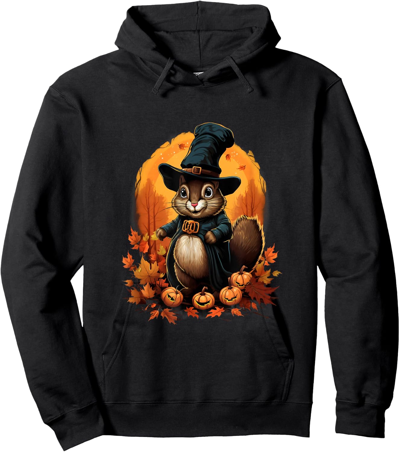 Thanksgiving Day Squirrel Pilgrim Autumn Halloween Hoodie - Hoodie | Black