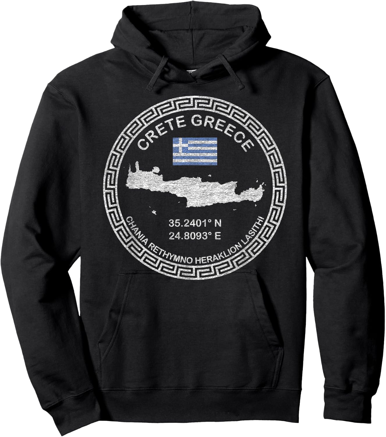 Crete Greece Chania Heraklion Rethymno Lasithi Crete Hoodie - Hoodie | Black