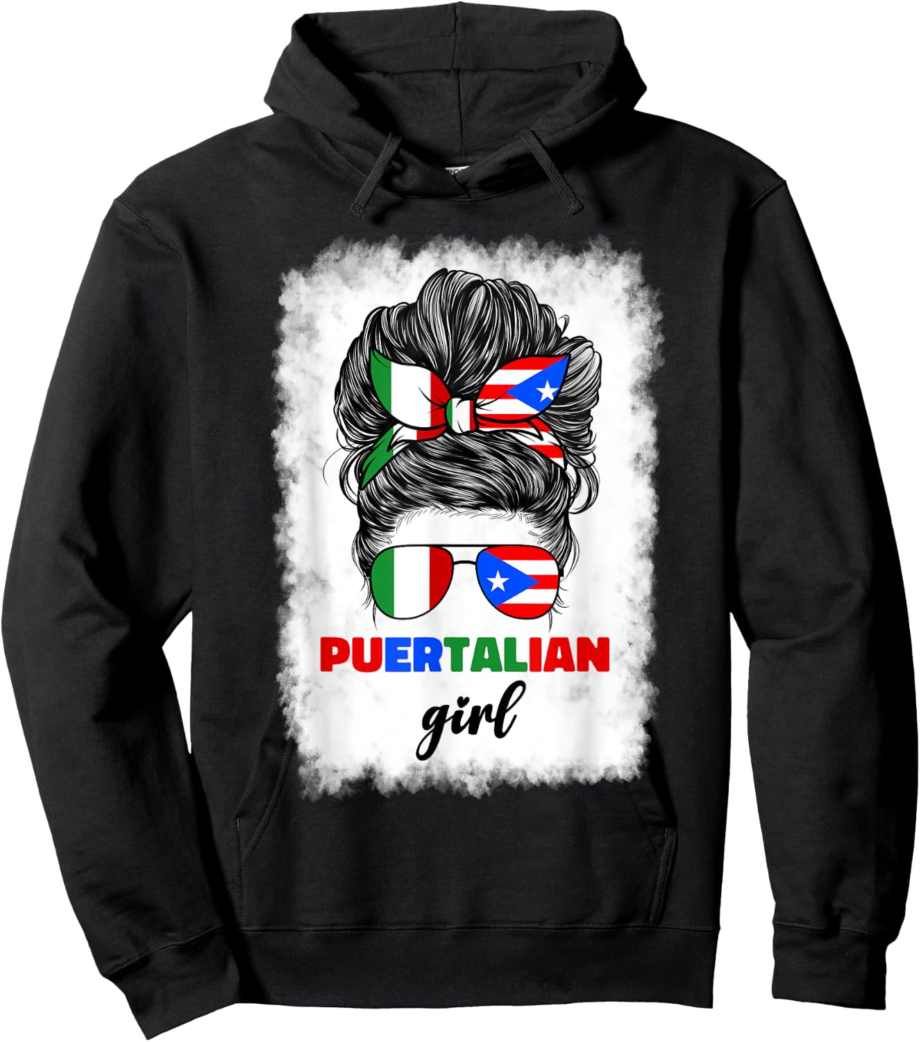 Half Italian And Puerto Rican Rico Italy Flag Girl Hoodie - Hoodie | Black