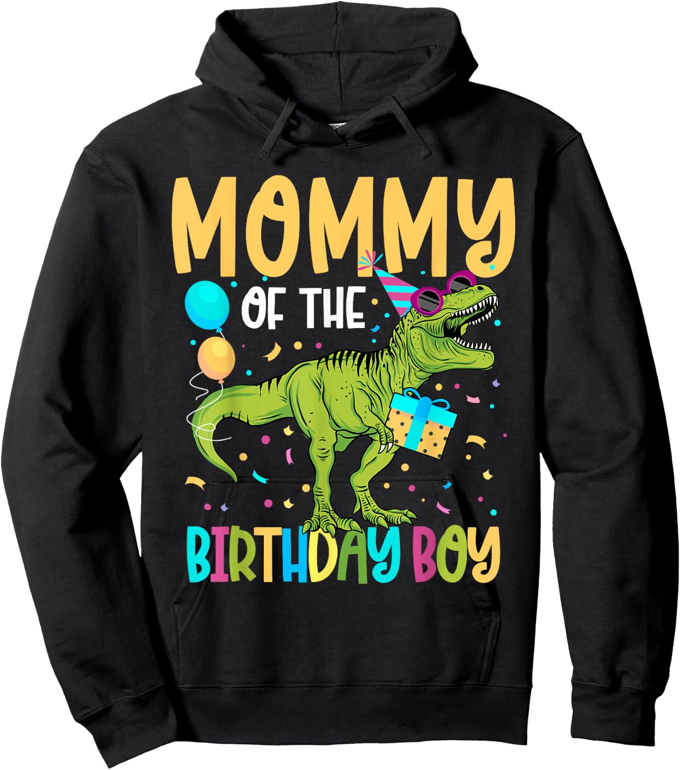 Mommy of The Birthday Boy Family Matching Dinosaur Squad Hoodie - Hoodie | Black