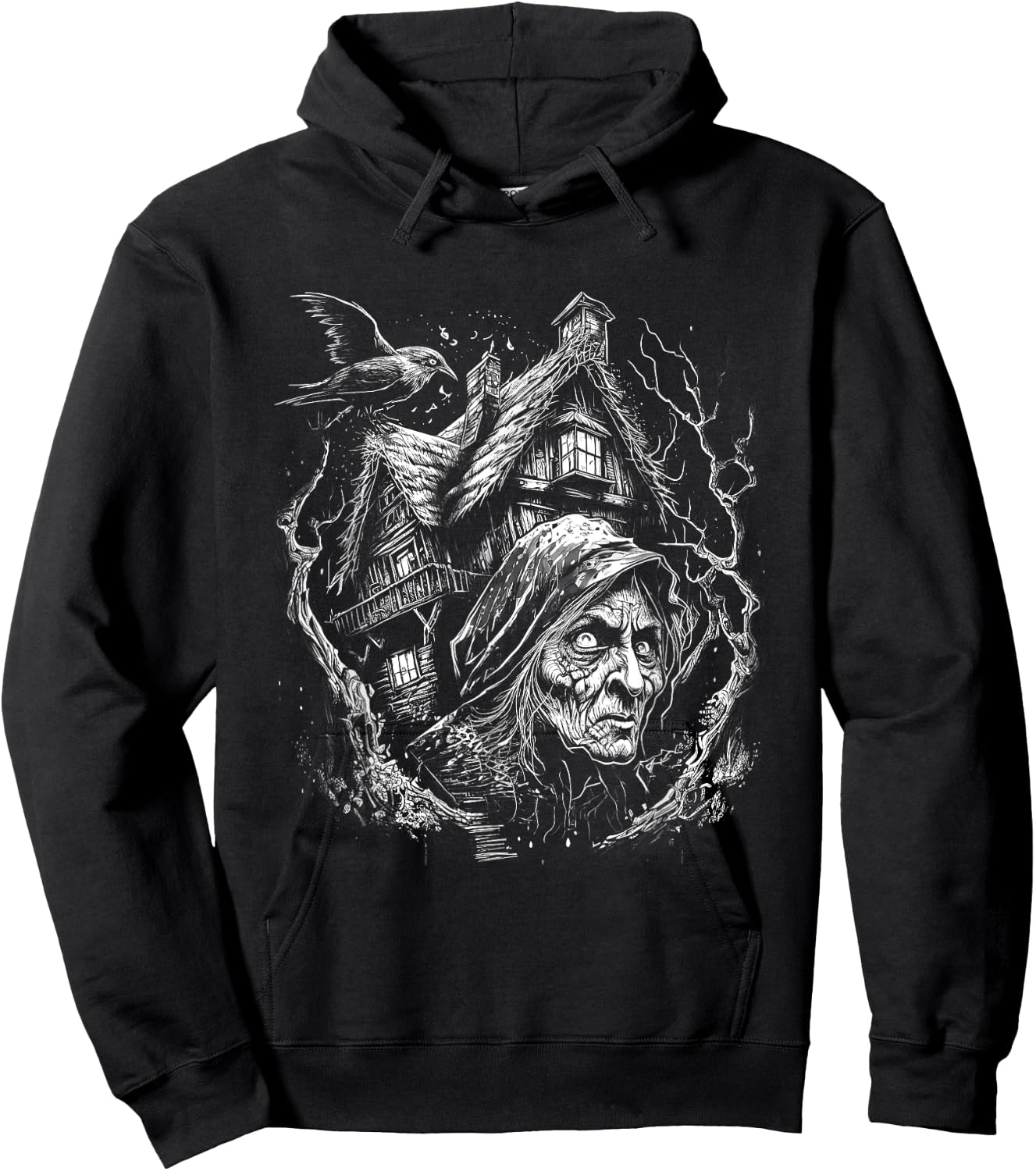 Walking House on Chicken Legs Slavic folklore Baba Yaga Art Hoodie - Hoodie | Black