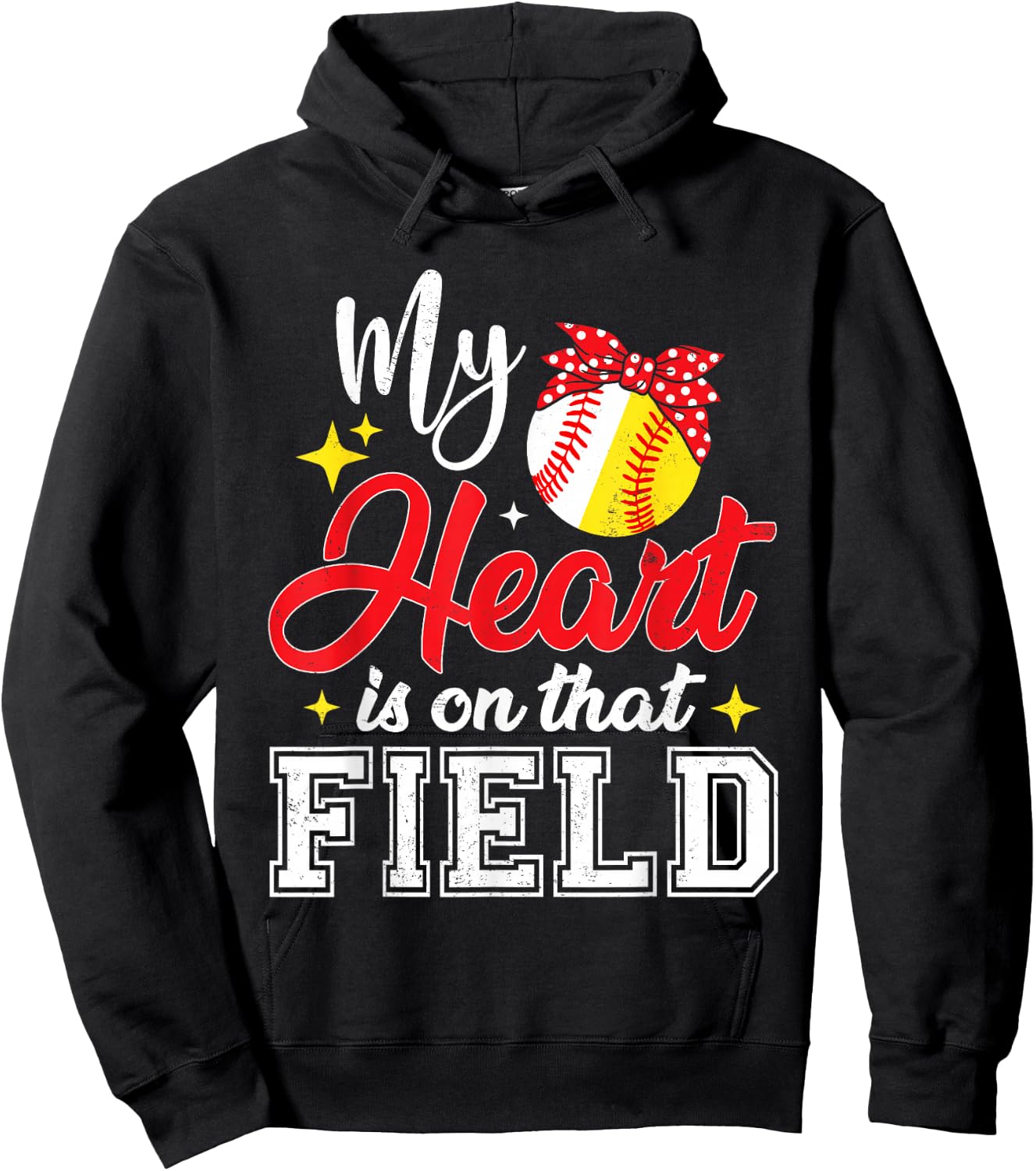 My Heart is on That Field Baseball Softball Mom Mothers Day Hoodie - Hoodie | Black