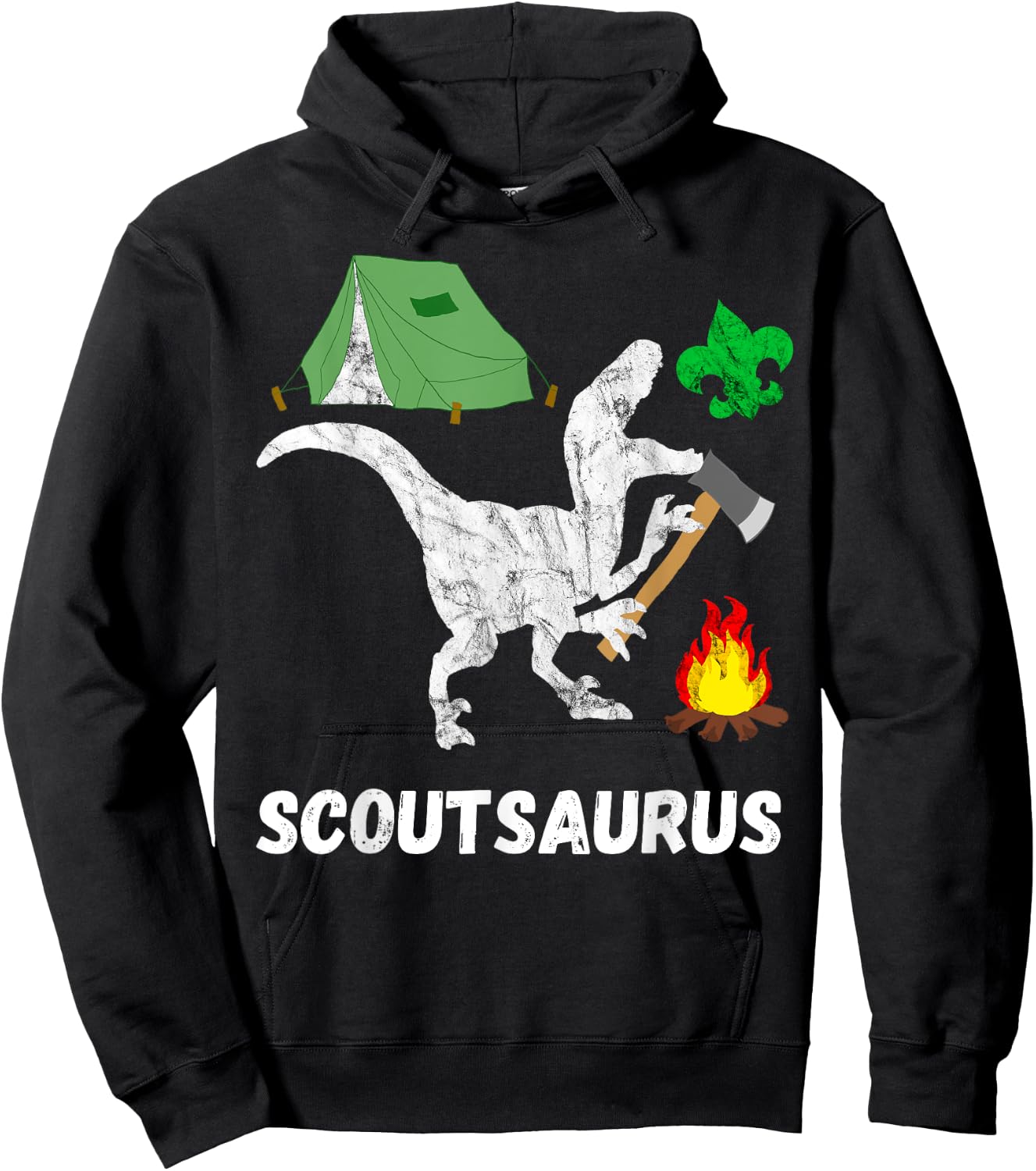 Scout Dinosaur Scout Dino Funny Camper T-Rex Hoodie - Hoodie | Black