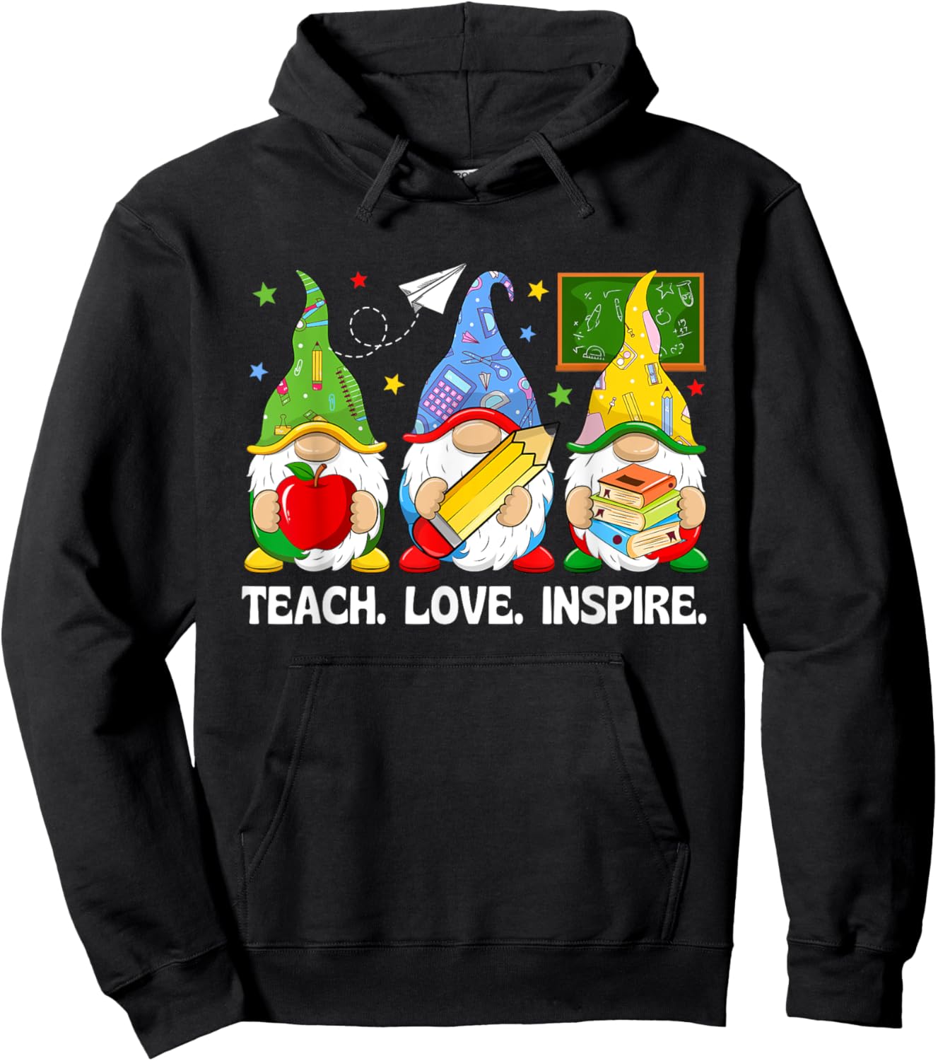 Cute Gnomes Teach Love And Inspire Back To School Teacher Hoodie - Hoodie | Black