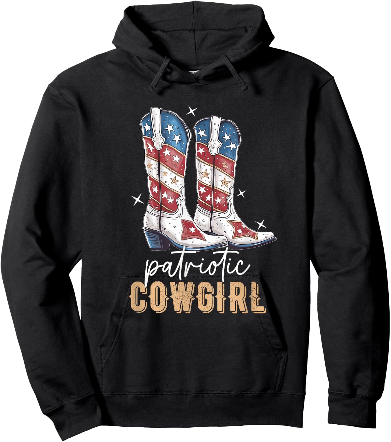 Patriotic Cowgirl Boots American Flag July 4th Of July Rodeo Hoodie - Hoodie | Black