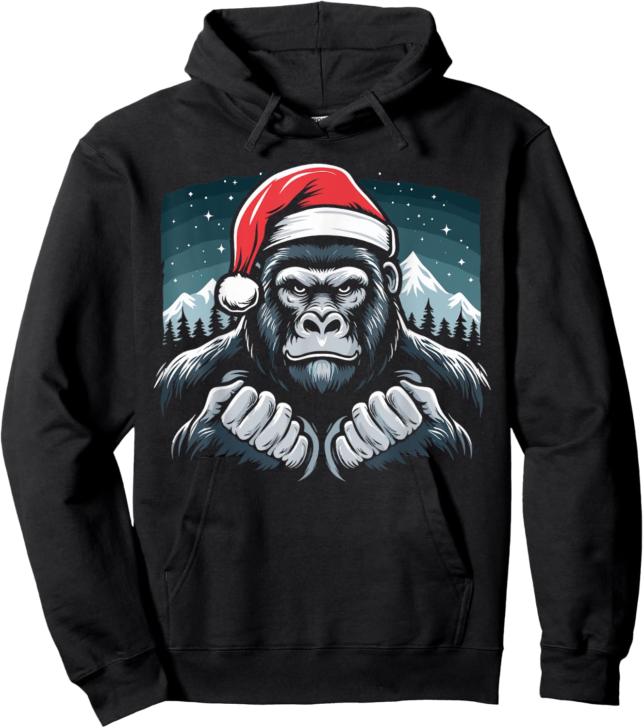 Gorilla Christmas Santa Hat Gorilla Primate Animal Hoodie - Hoodie | Black