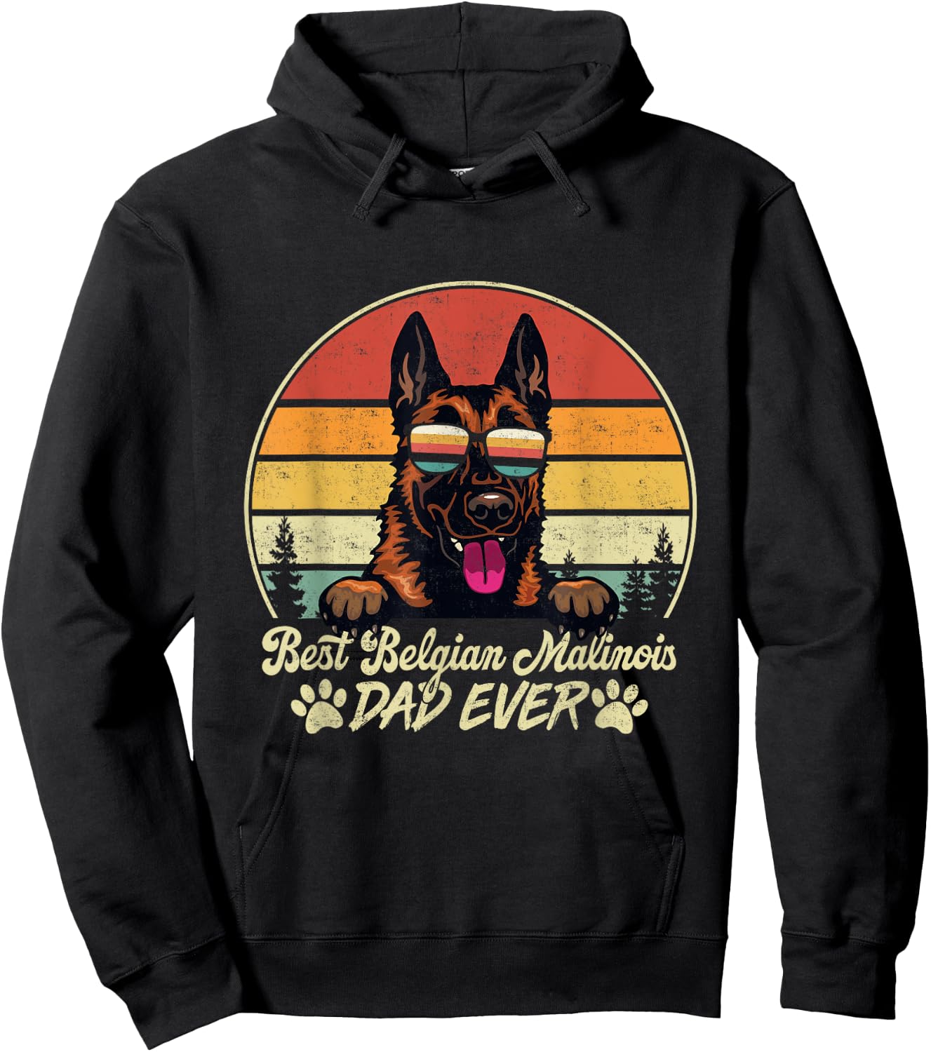 Best Belgian Malinois Dad Ever Vintage Retro Dog Fathers Day Men Hoodie - Hoodie | Black