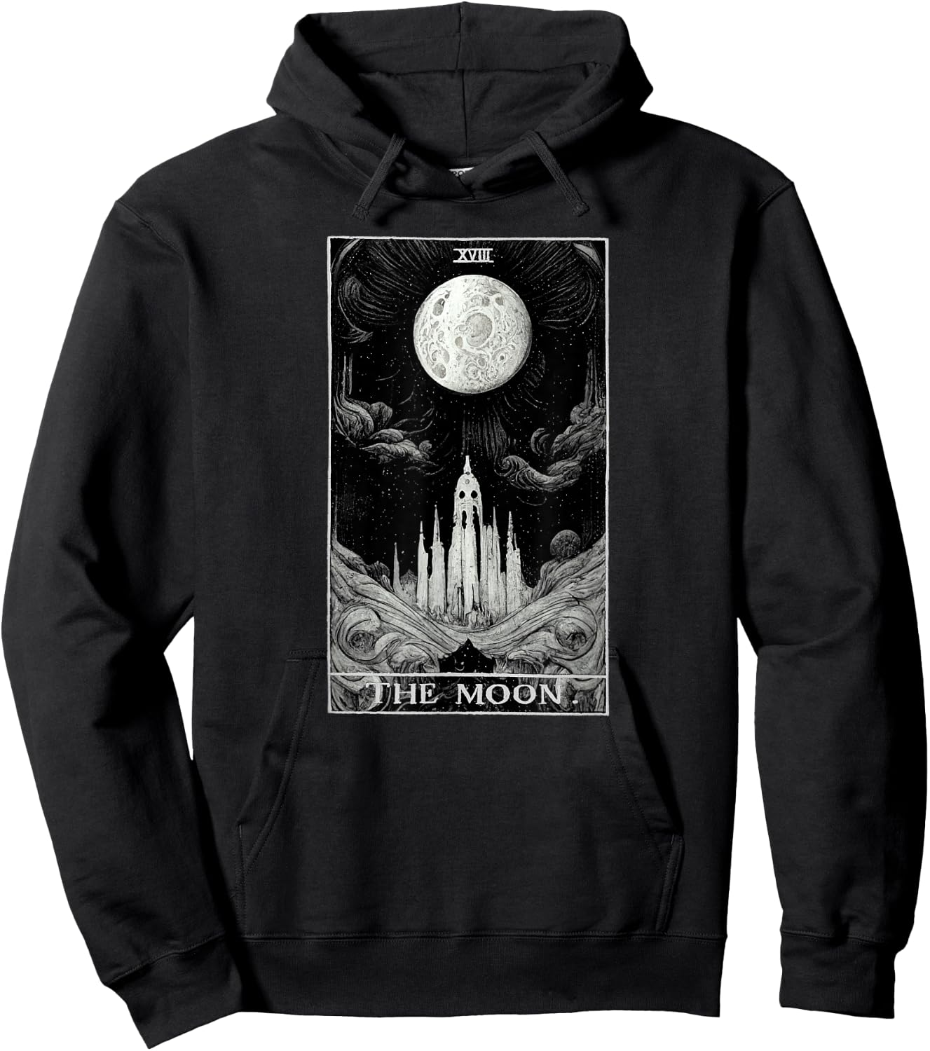Occult The Moon Tarot Card Witchcraft Vintage Gothic Hoodie - Hoodie | Black