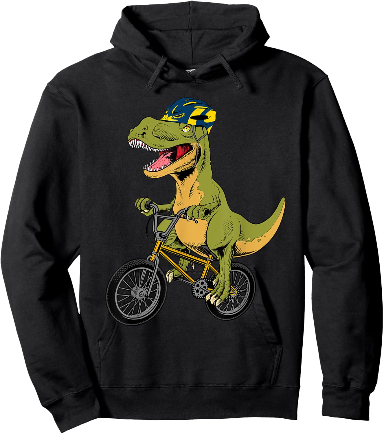 Cool BMX Boys Kids Bike Rider T Rex Dinosaur Bicycle Hoodie - Hoodie | Black