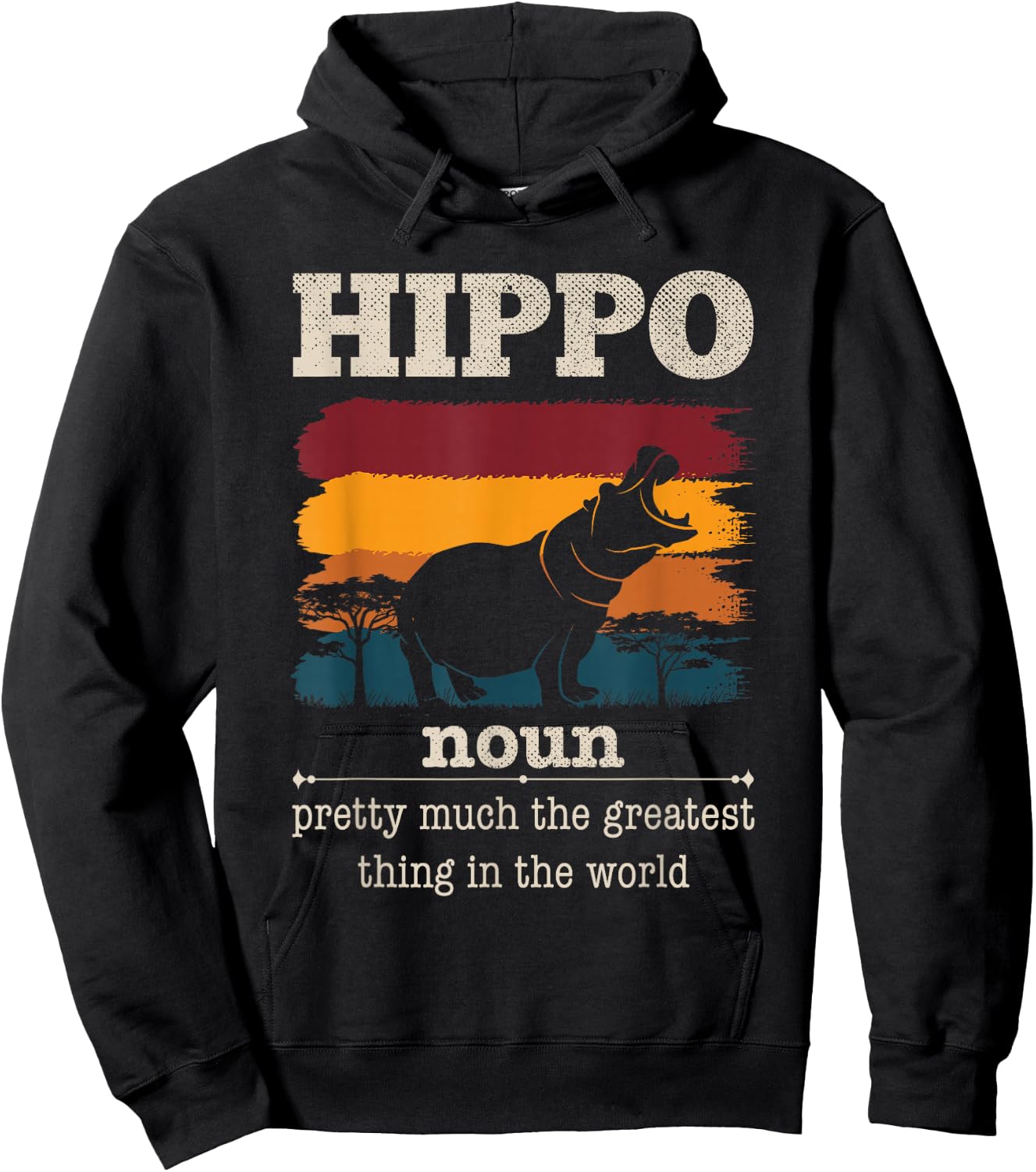 Funny Hippo Definition Cool Hippo Animals Humor Hippopotamus Hoodie - Hoodie | Black