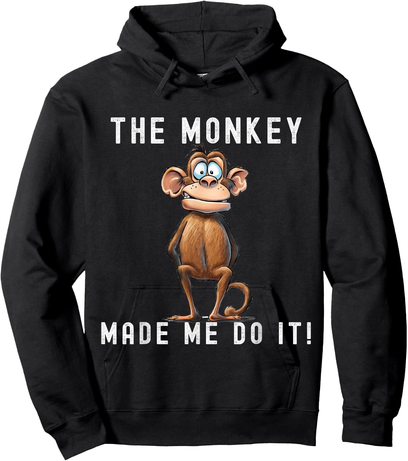 Playful Primate Shenanigans - "The Monkey Made Me Do It!" Hoodie - Hoodie | Black