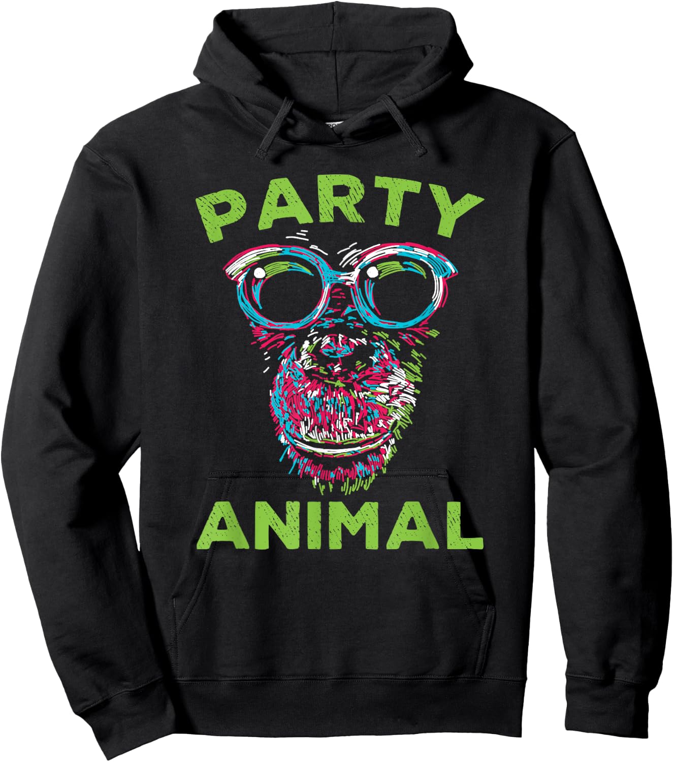 Cute Chimpanzee Party Animal Lover Colorful Monkey Hoodie - Hoodie | Black