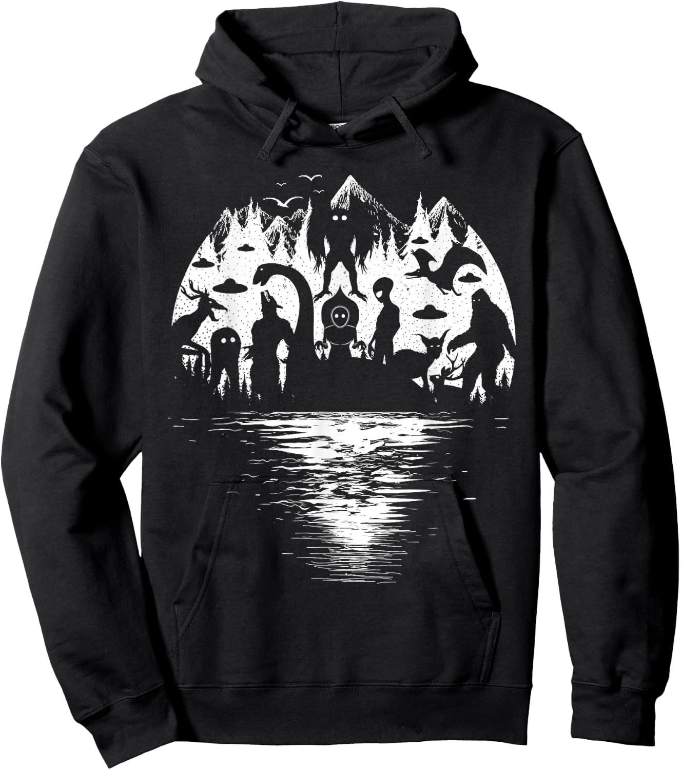 Bigfoot Loch Ness Mothman and Cryptid Monsters Cryptozoology Hoodie - Hoodie | Black