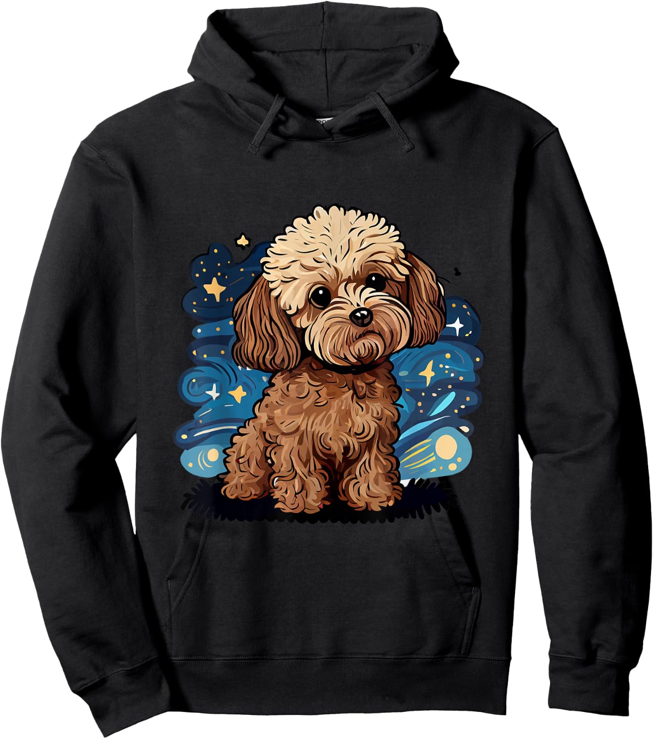 Brown Maltipoo Starry Night Van Gogh Maltipoo Mom Dad Owner Hoodie - Hoodie | Black