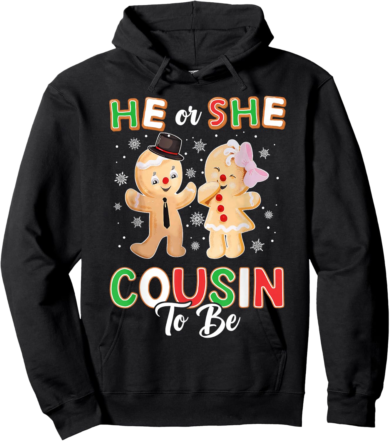 Gingerbread He or She Cousin To Be Christmas Gender Reveal Hoodie - Hoodie | Black