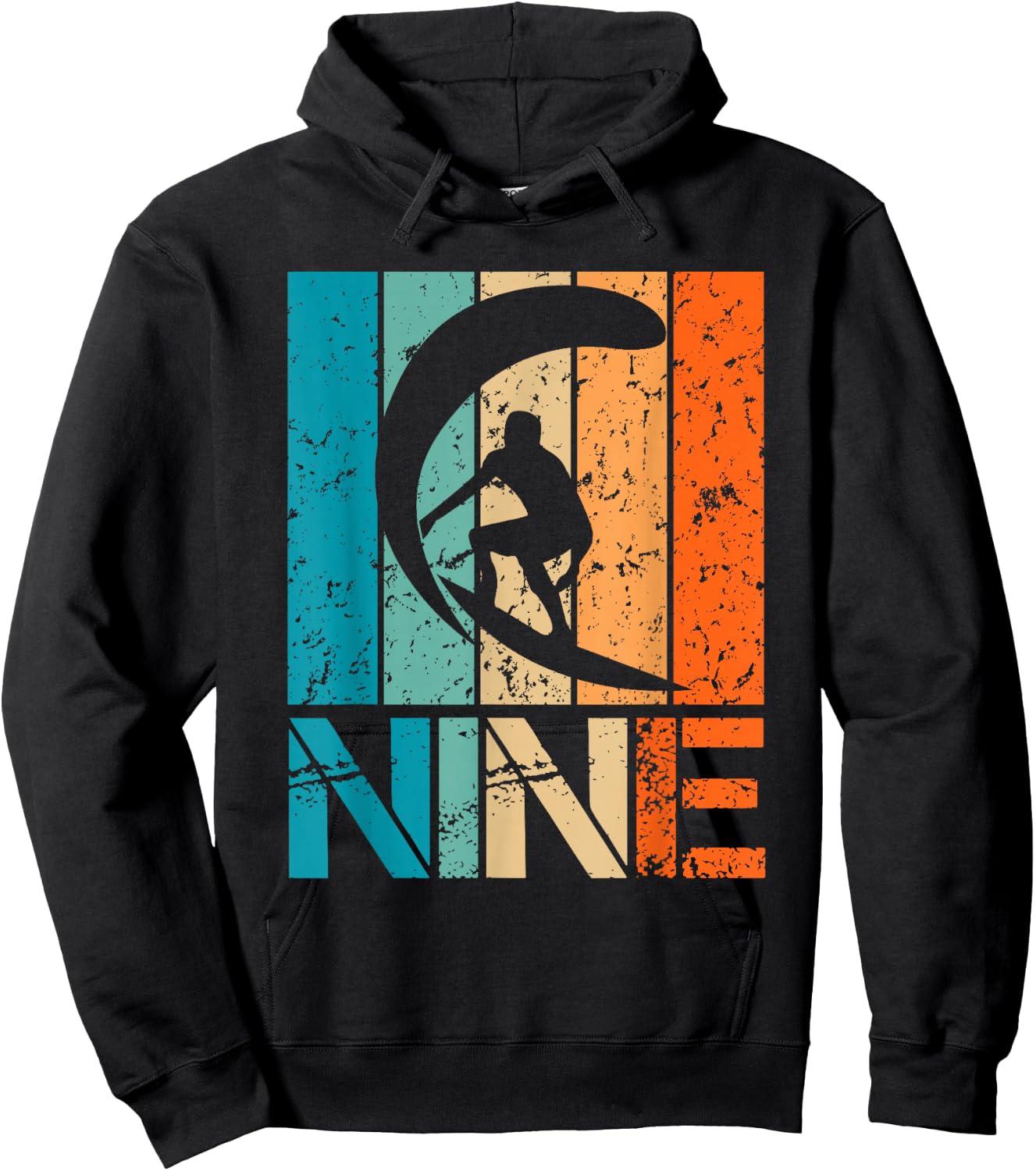 9th Surfing Birthday 9 Year Old 9yr Boy Girl Birthday Surfer Hoodie - Hoodie | Black
