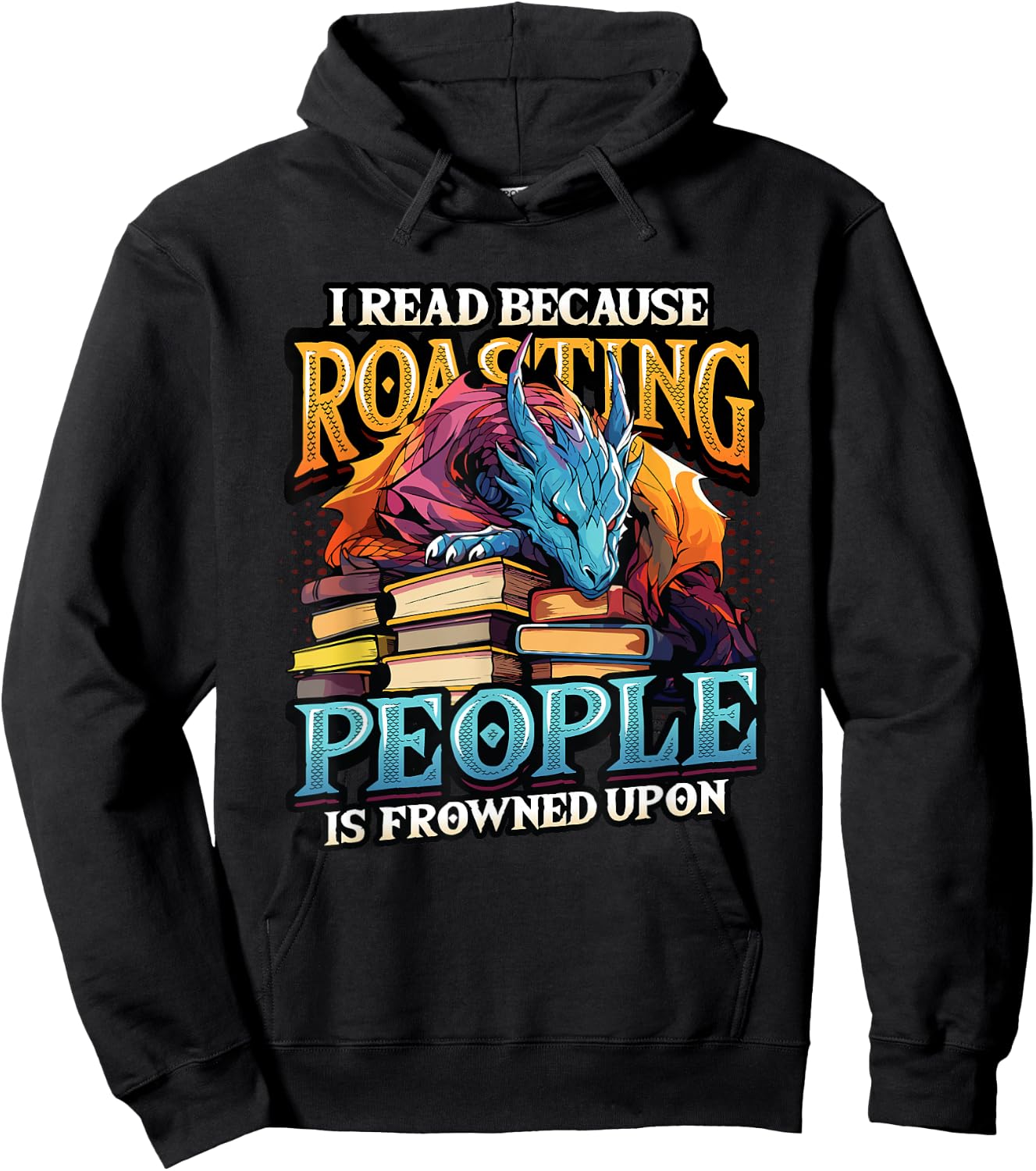 Book Lover Avid Reader Bookworm Dragon Reading Books Reading Hoodie - Hoodie | Black