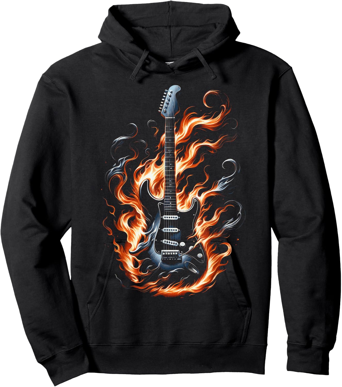 Electric guitar with flames Hoodie - Hoodie | Black