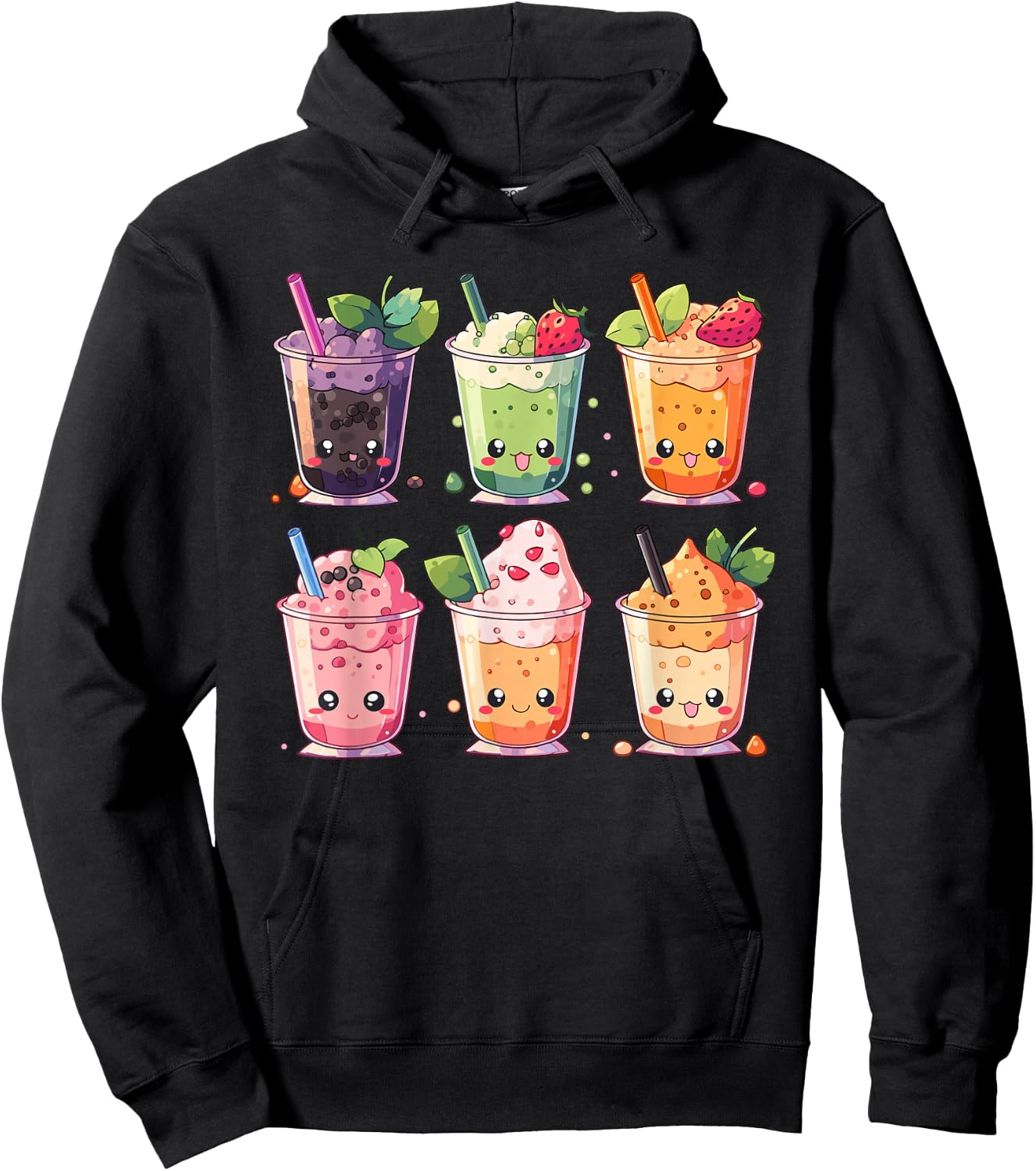 Cute Bubble Tea Boba Milk Tea Kawaii Anime Lover Hoodie - Hoodie | Black