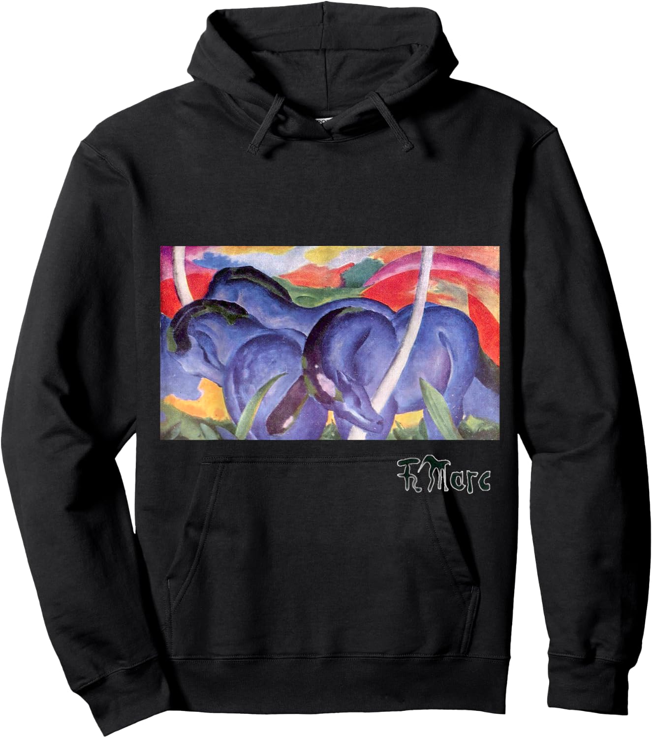 Franz Marc Expressional Art Large Blue Horses 1911 Hoodie - Hoodie | Black