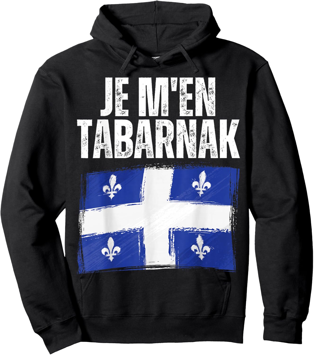 Tabarnak French Canadian Language Canada Vintage Quebec Flag Hoodie - Hoodie | Black