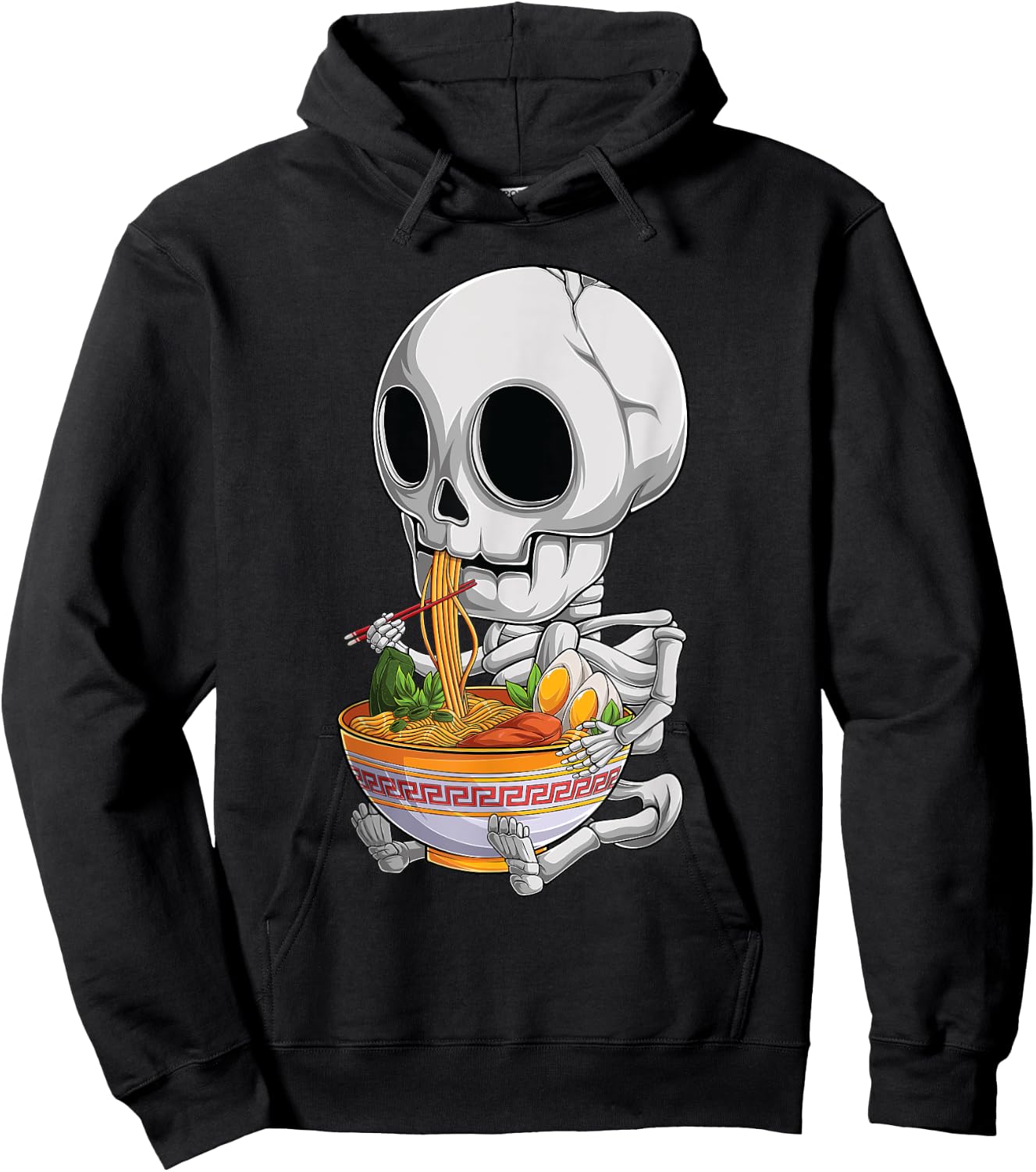 kawaii japanese anime Skeleton Halloween ramen Food Lovers Hoodie - Hoodie | Black