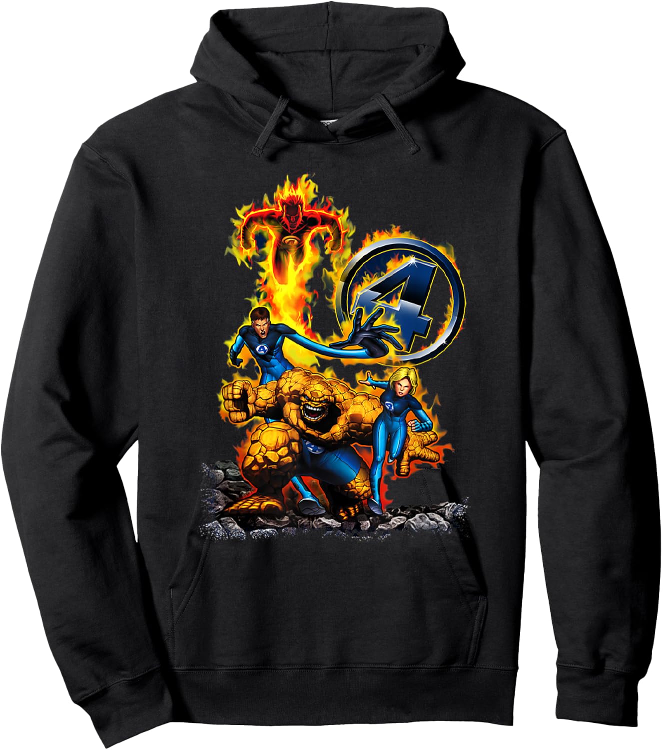 Marvel Fantastic Four Group Shot Battle Classic Portrait Hoodie - Hoodie | Black