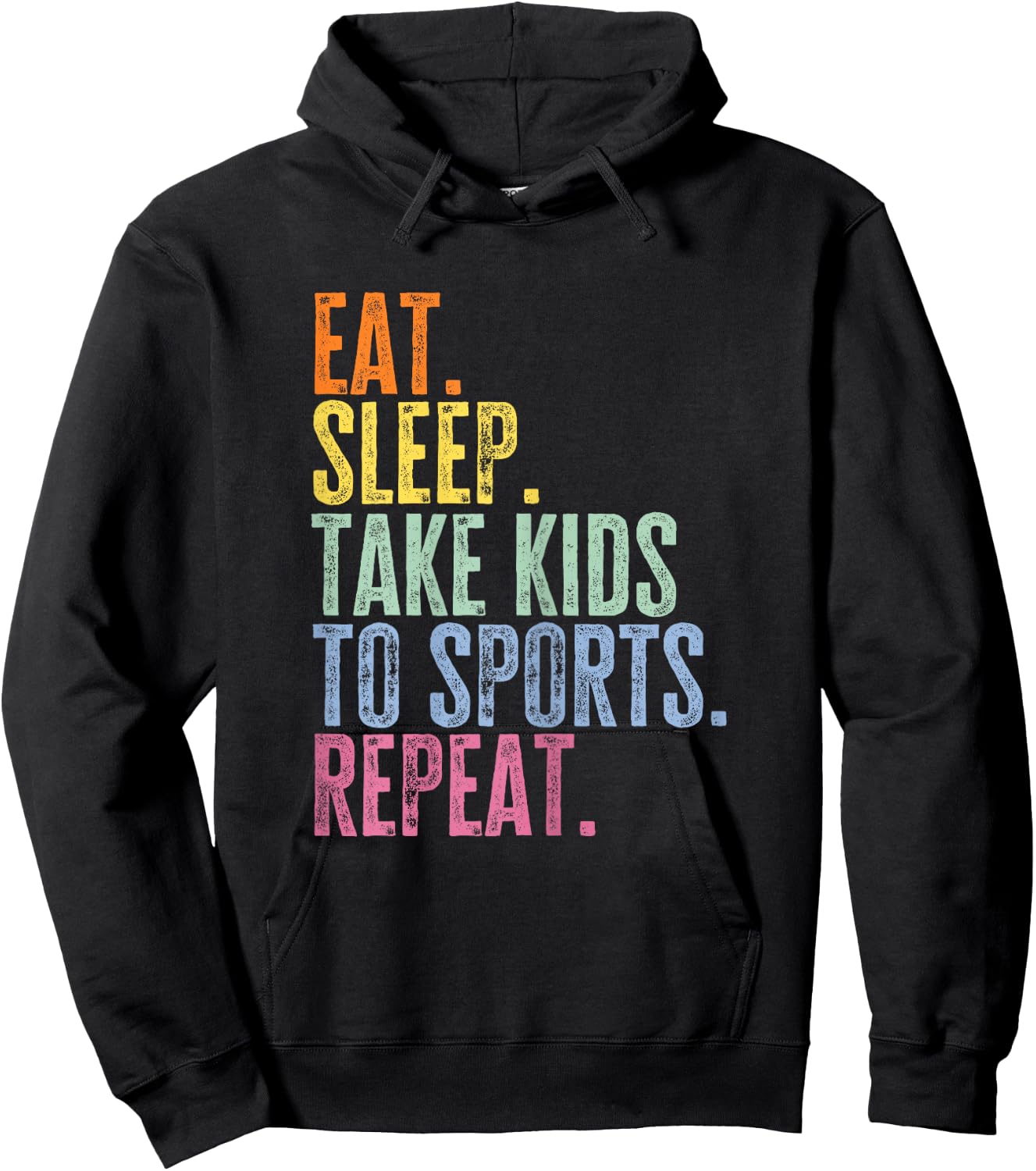 Eat Sleep Take Kids To Sports Repeat Funny Soccer Sports Mom Hoodie - Hoodie | Black