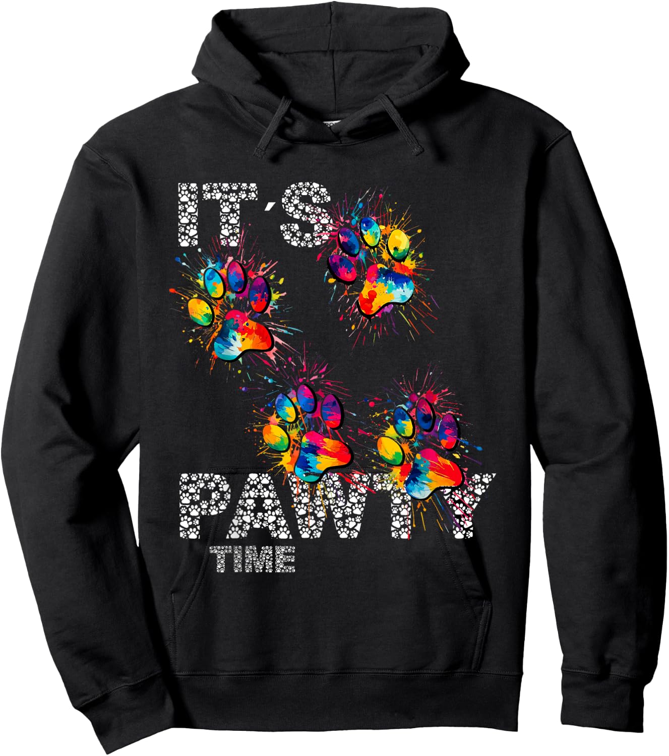 It´s Pawty Time Paws for animal lovers cute colorful Party Hoodie - Hoodie | Black