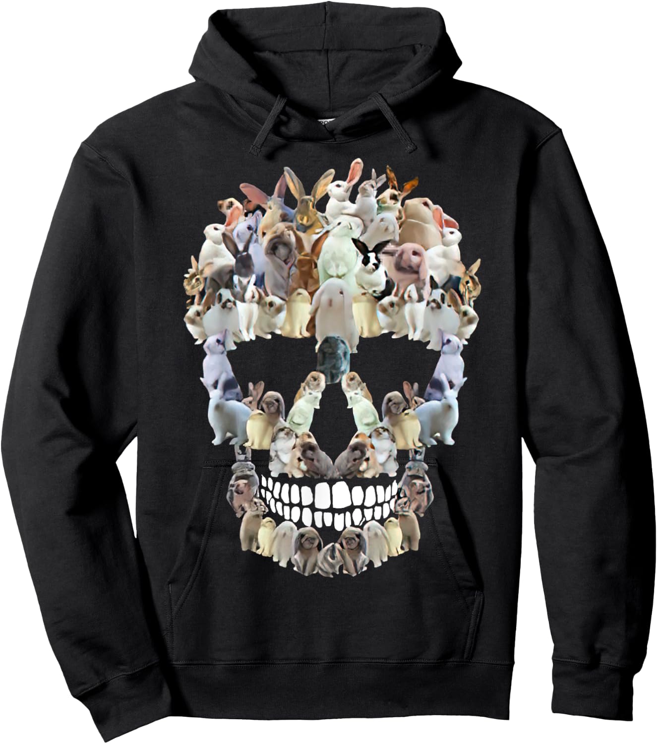 Scary Skull Bunny Rabbit Horror Halloween Hoodie - Hoodie | Black