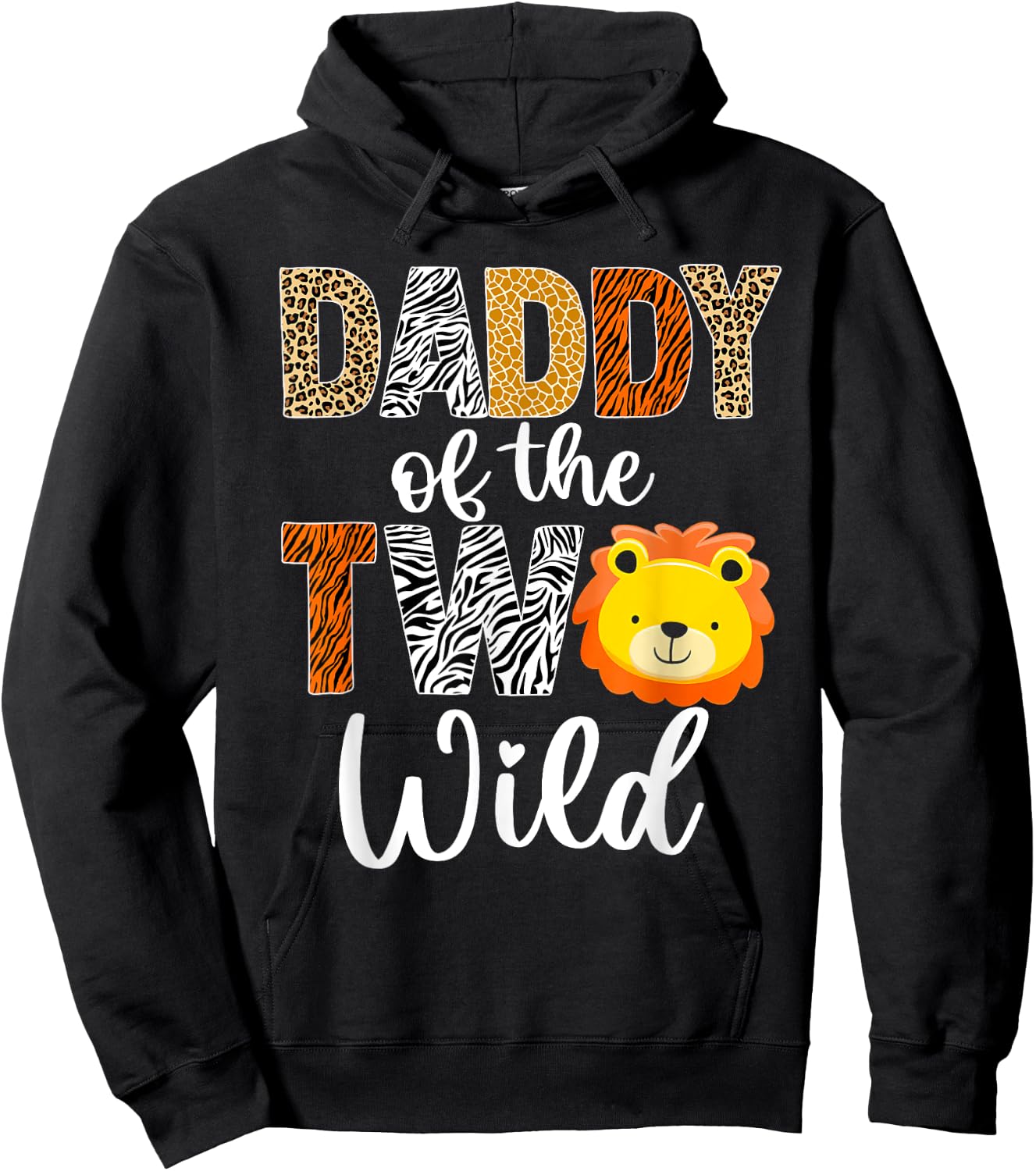 Daddy of the Two Wild Dad Baby Lion 2nd Birthday Boy Girl Hoodie - Hoodie | Black