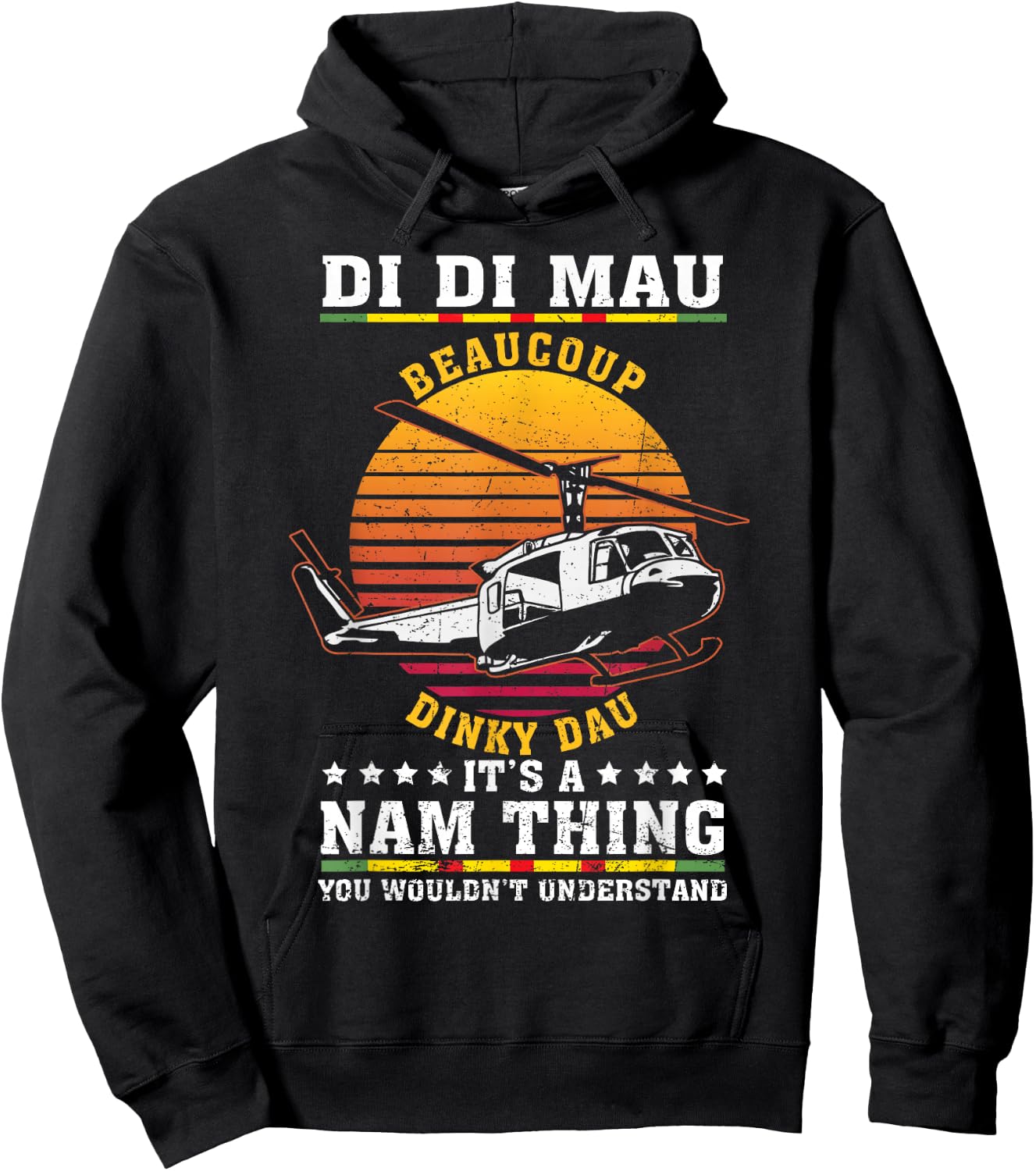 Di Di Mau Beaucoup Dinky Dau Vintage US Army Vietnam Veteran Hoodie - Hoodie | Black
