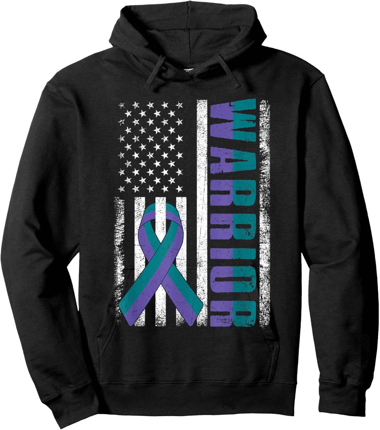 Anal Cancer Awareness Day Warrior American Flag Men Hoodie - Hoodie | Black
