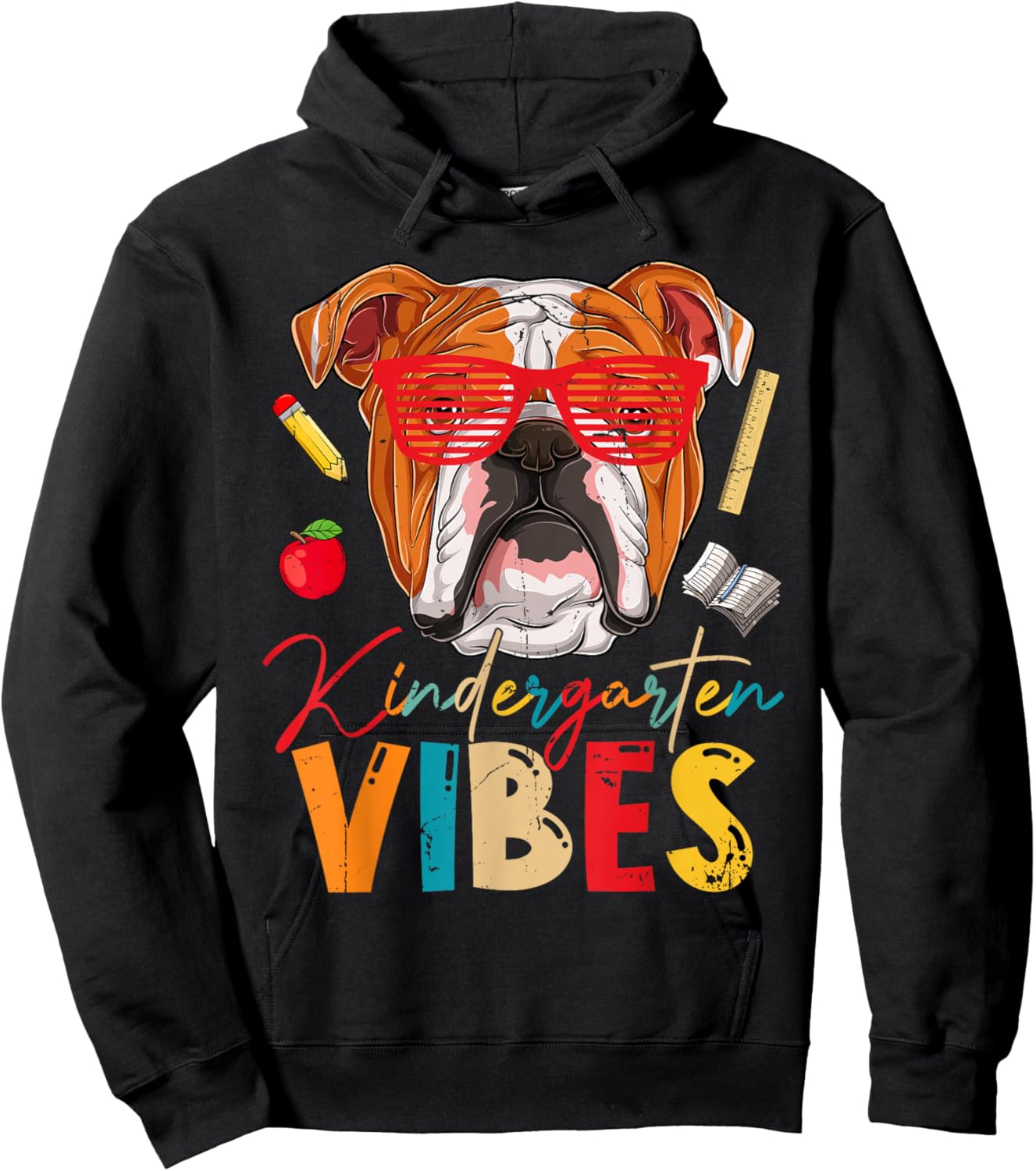 Kindergarten Vibes English Bulldog Dog First Day Of School Hoodie - Hoodie | Black
