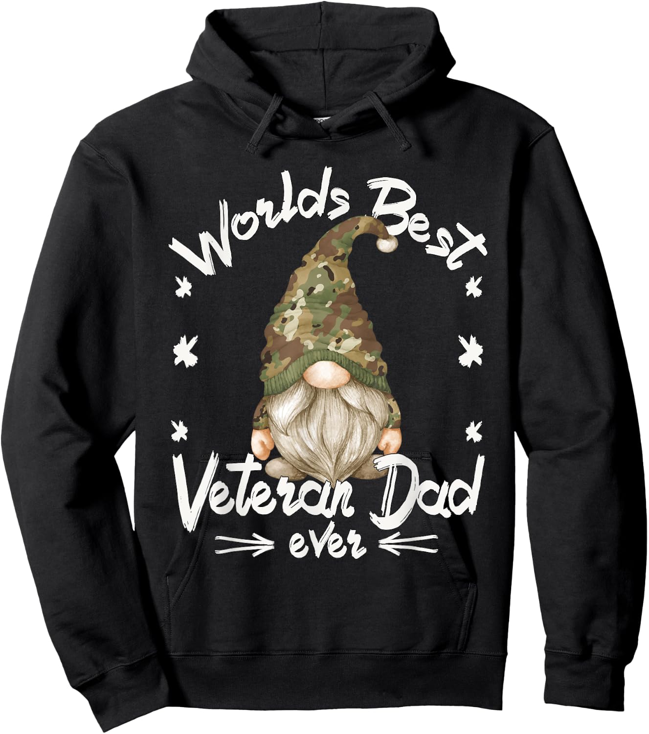 Proud Army Veteran Grandpa Gnome For Funny Veteran Dad Hoodie - Hoodie | Black
