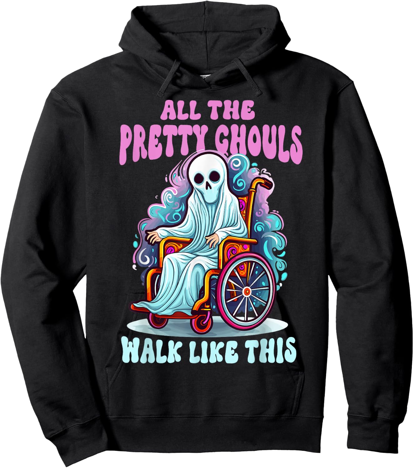 Halloween Wheelchair Costume Handicap Joke Ghouls Walk Like Hoodie - Hoodie | Black