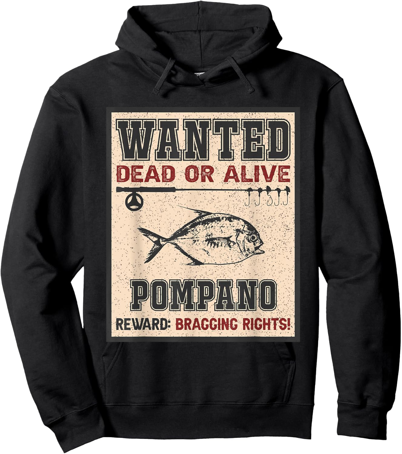 Wanted Fish Bragging Rights - Fisherman Pompano Fishing Hoodie - Hoodie | Black
