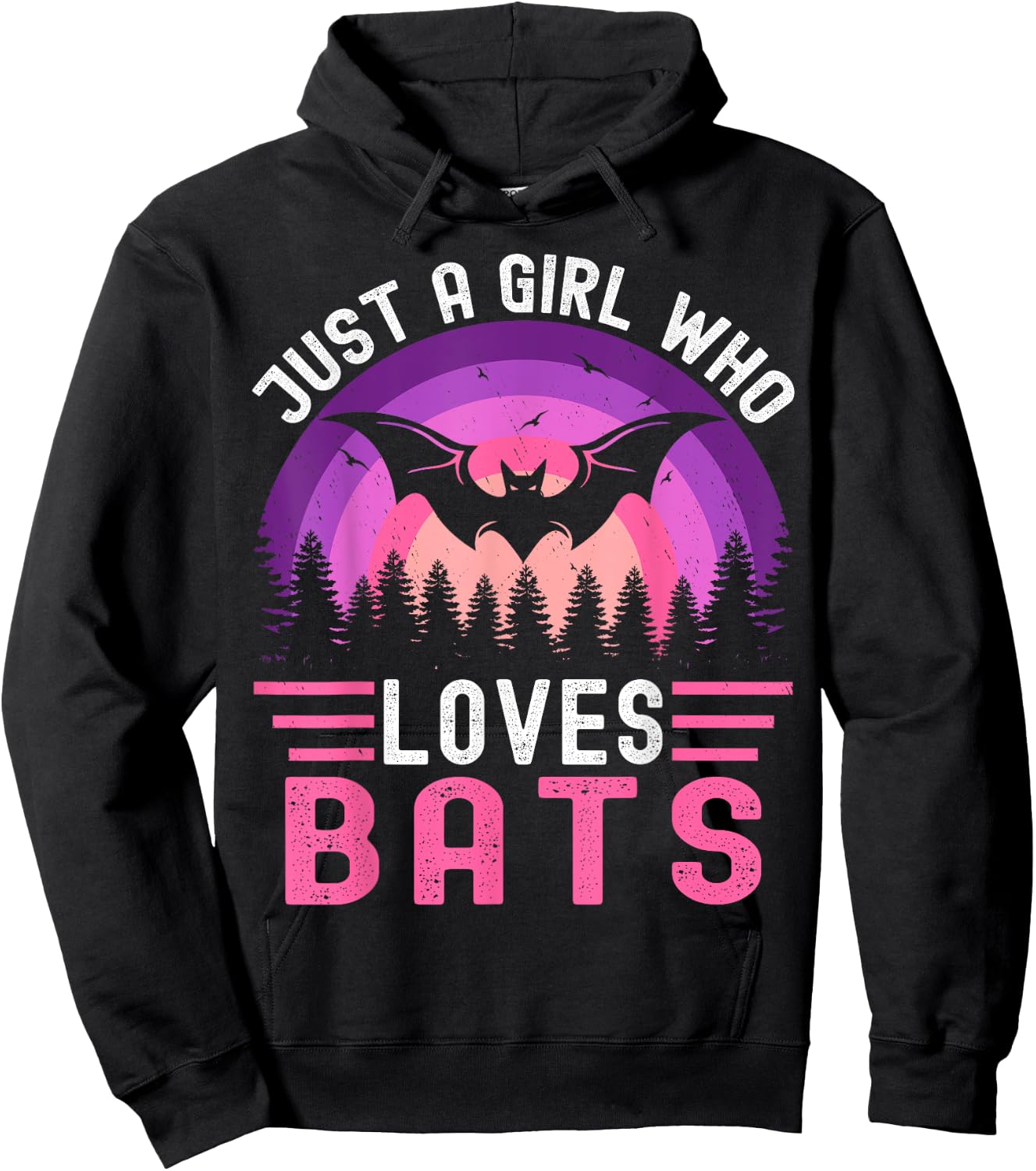 Vintage Bat Just a Girl Who Loves Bats Funny Bat Halloween Hoodie - Hoodie | Black