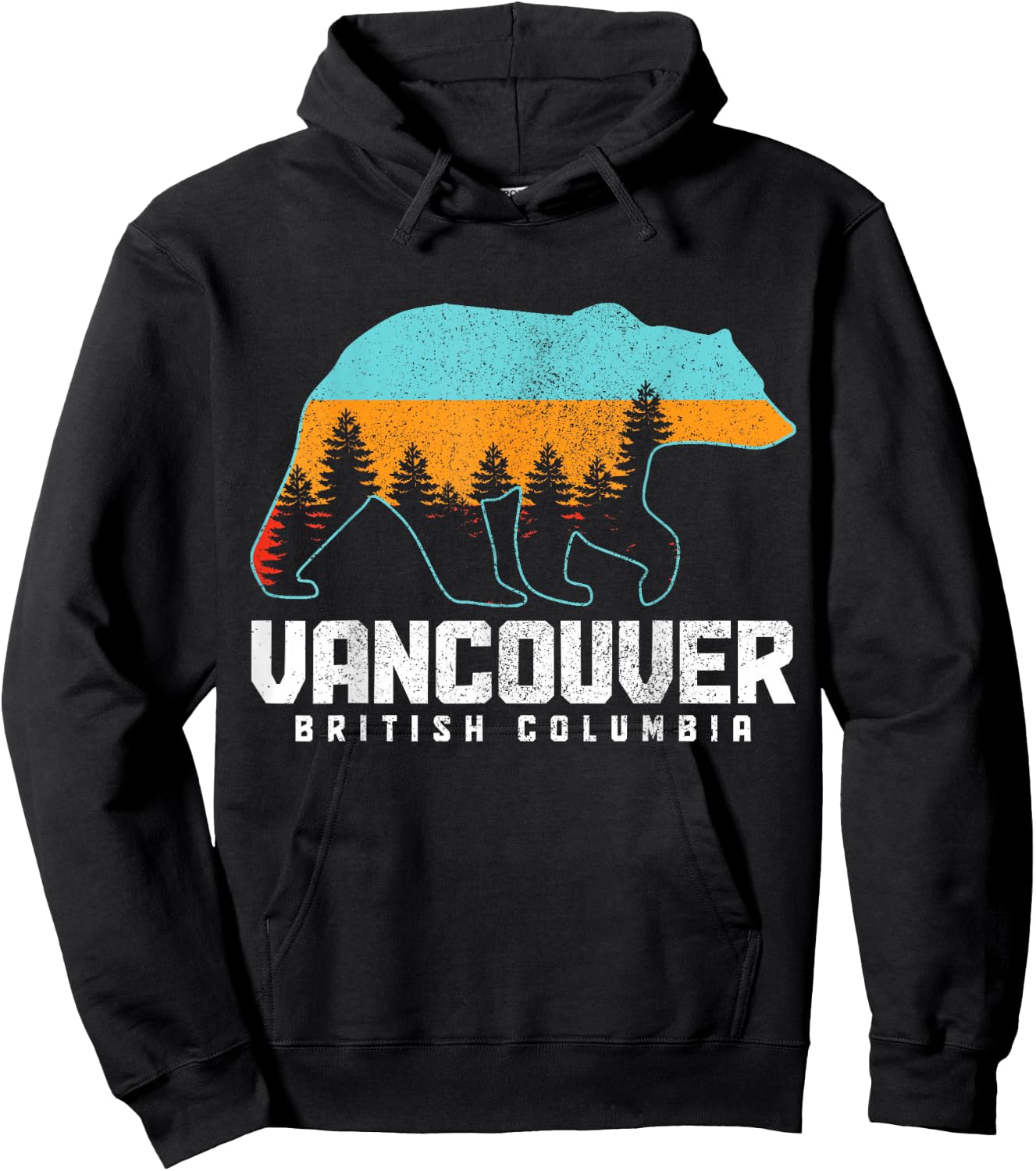 Vancouver BC British Columbia Canada Bear Pride Vintage Hoodie - Hoodie | Black