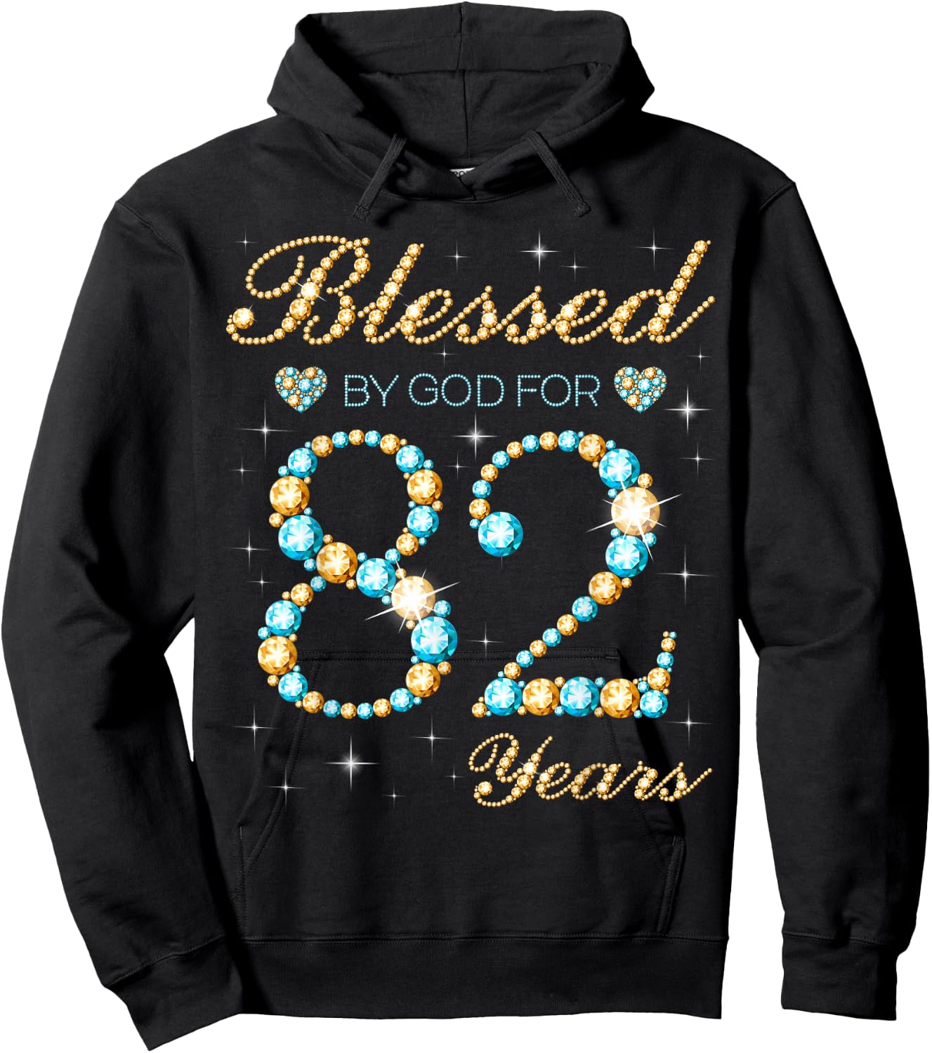Blessed By God For 82 Years Old 82nd Birthday Party Cute Hoodie - Hoodie | Black