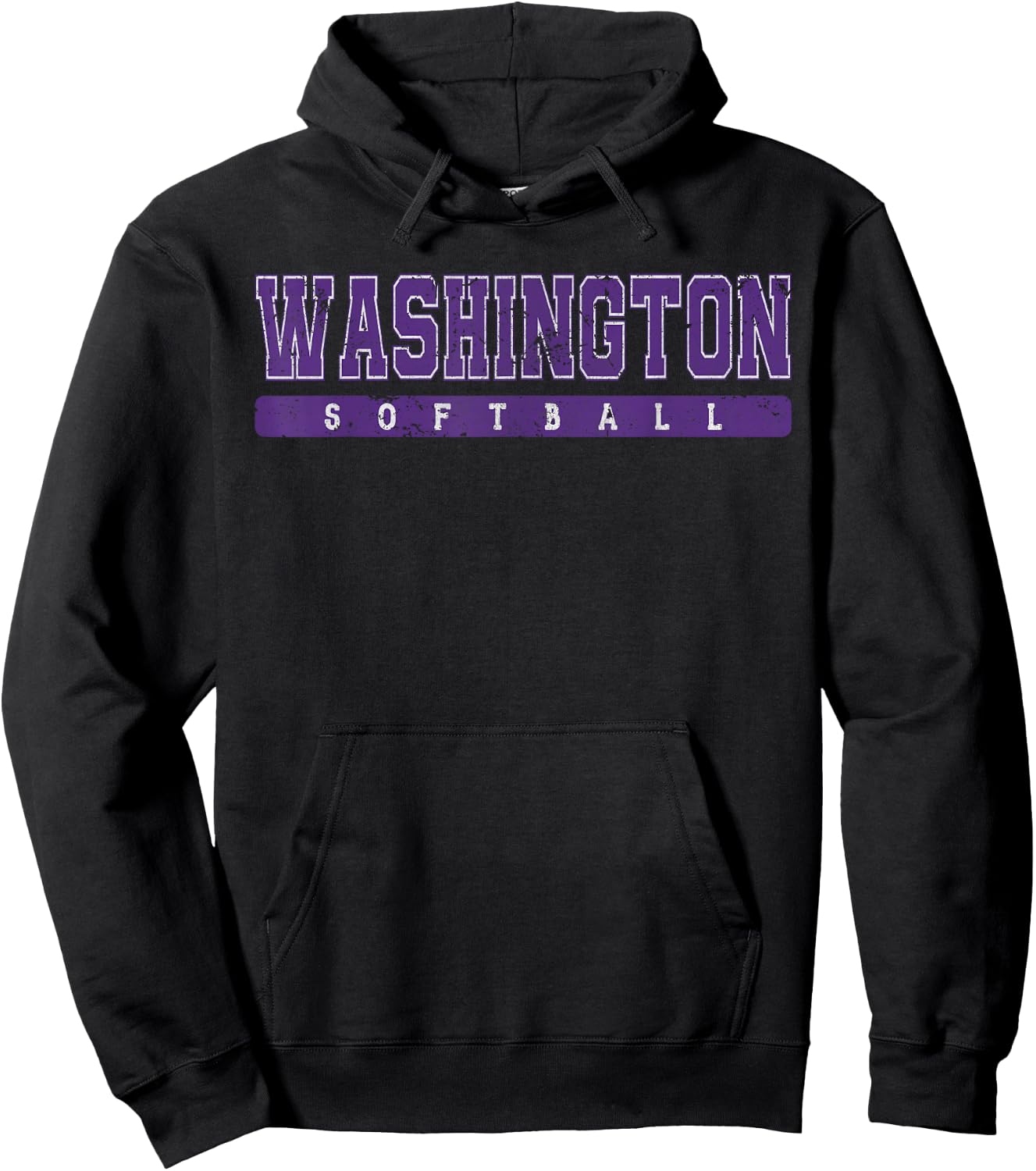 Washington Softball Purple Vintage Text. Hoodie - Hoodie | Black