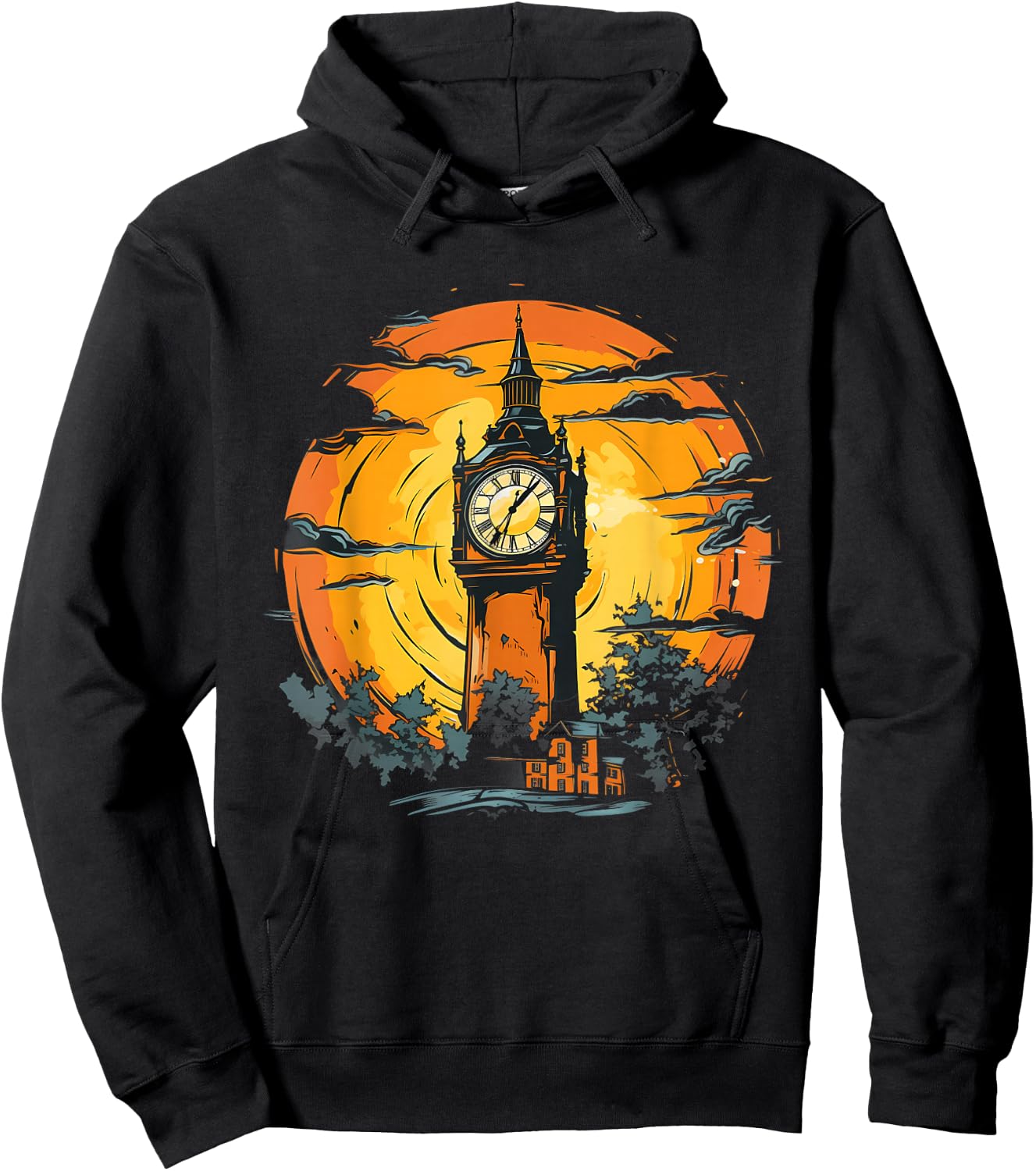 Retro Style Great Clock Tower Hoodie - Hoodie | Black