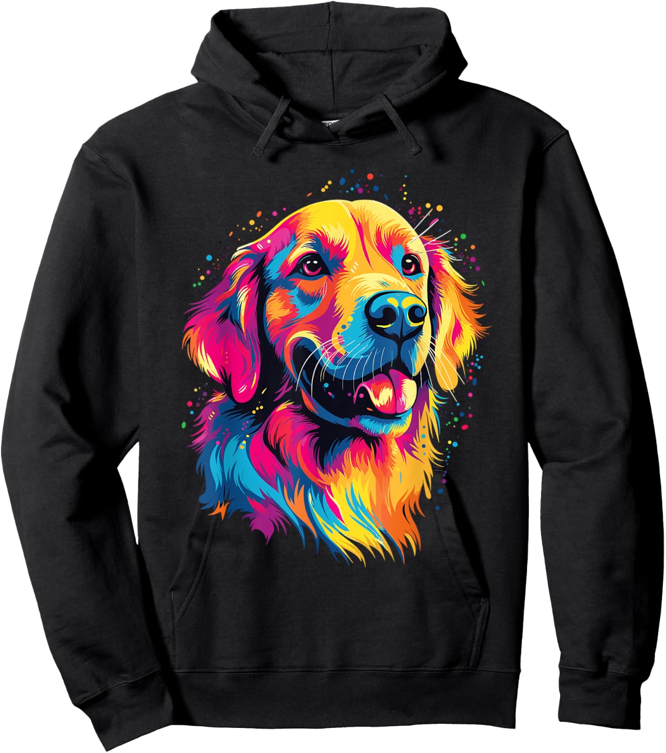Watercolor Colorful Golden Retriever Dog Women Kids Hoodie - Hoodie | Black
