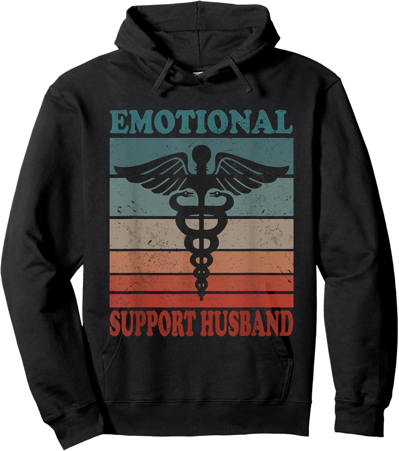 Vintage Emotional Support Husband Caring Husband Hoodie - Hoodie | Black